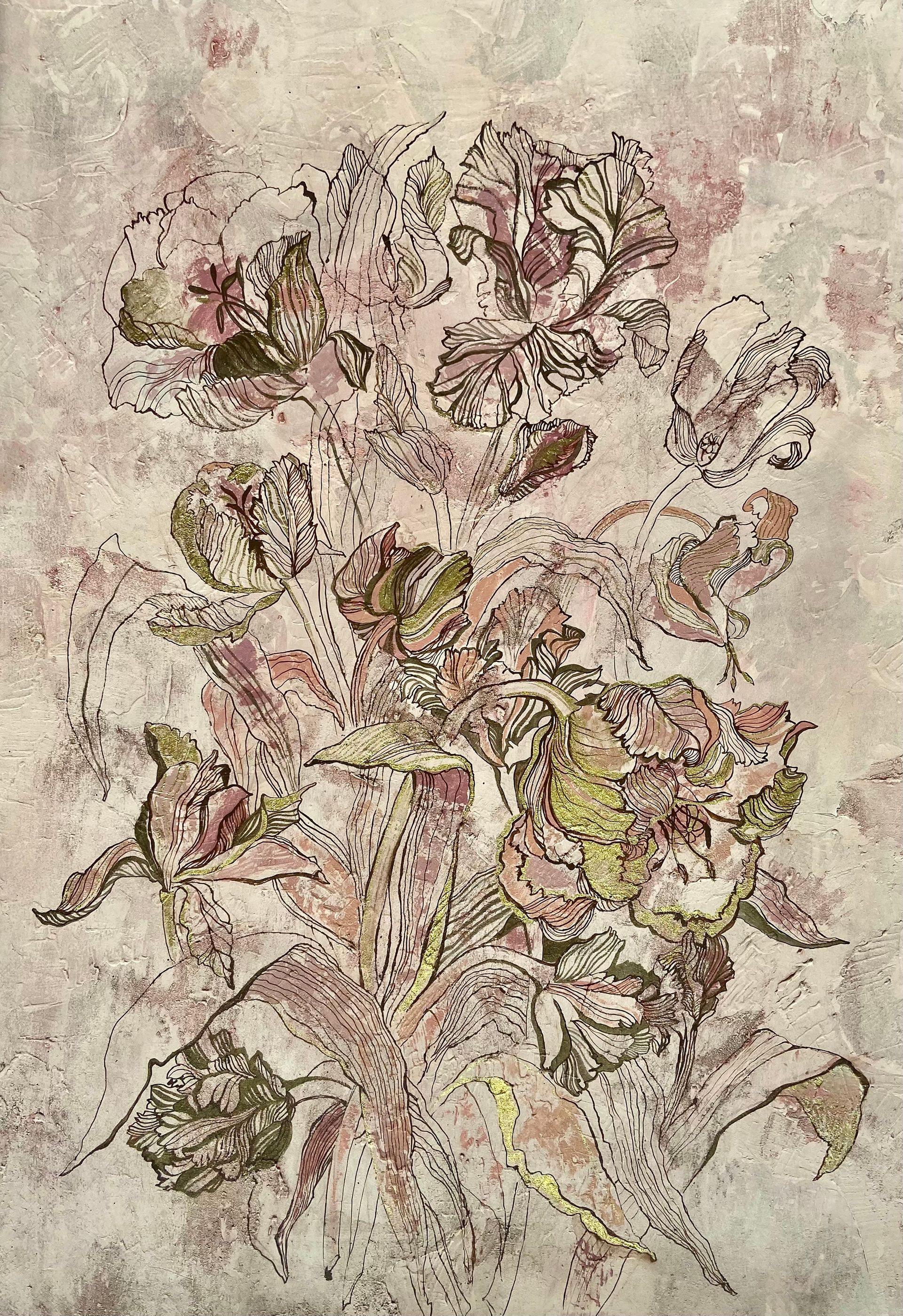 Ульяна Затона (Авторская графика - 
                  60 x 90 см) Тюльпаны