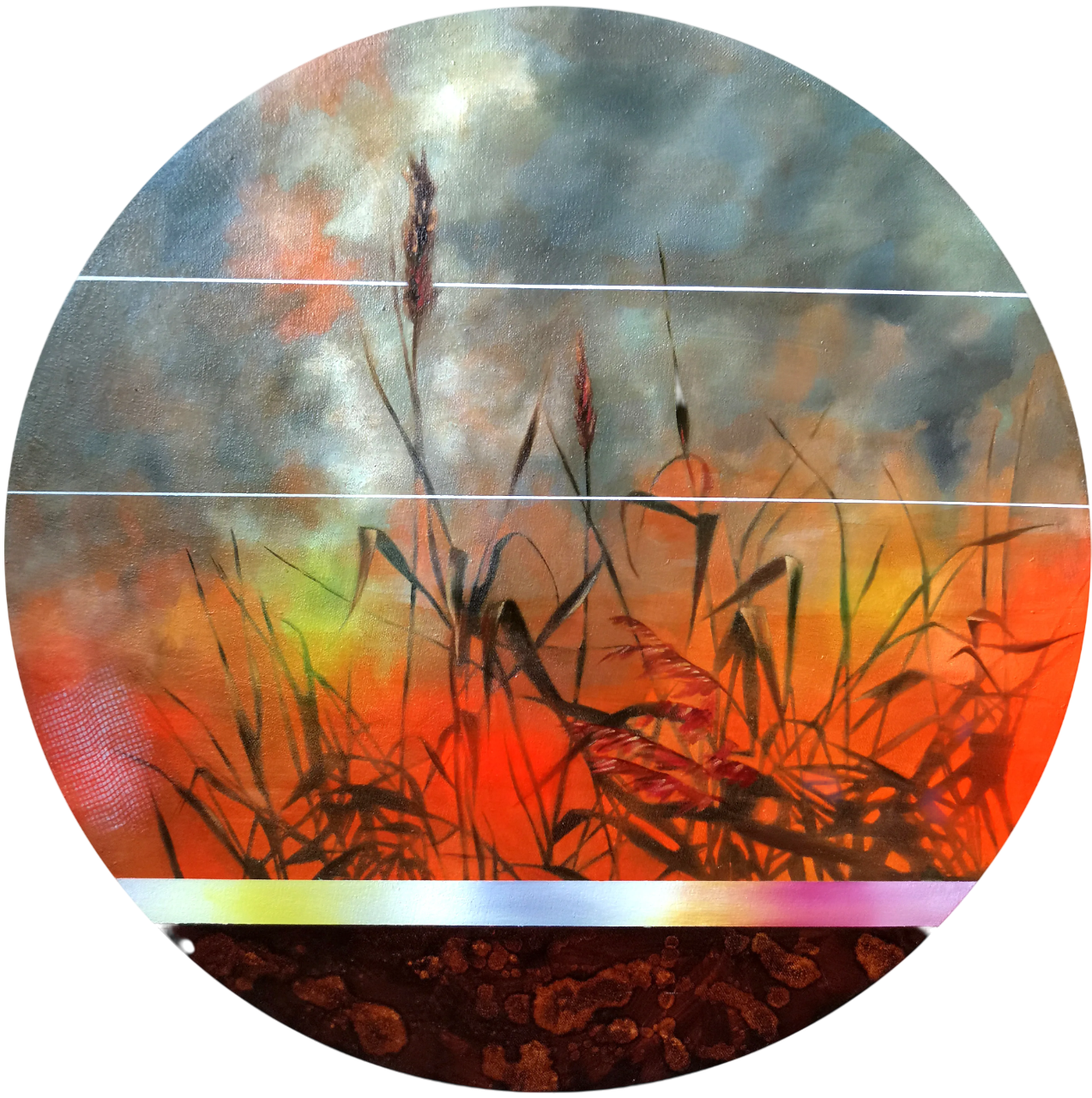 Денис Шевчук (Картина, живопись - 
                  72.5 x 72.5 см) Оранжевый закат