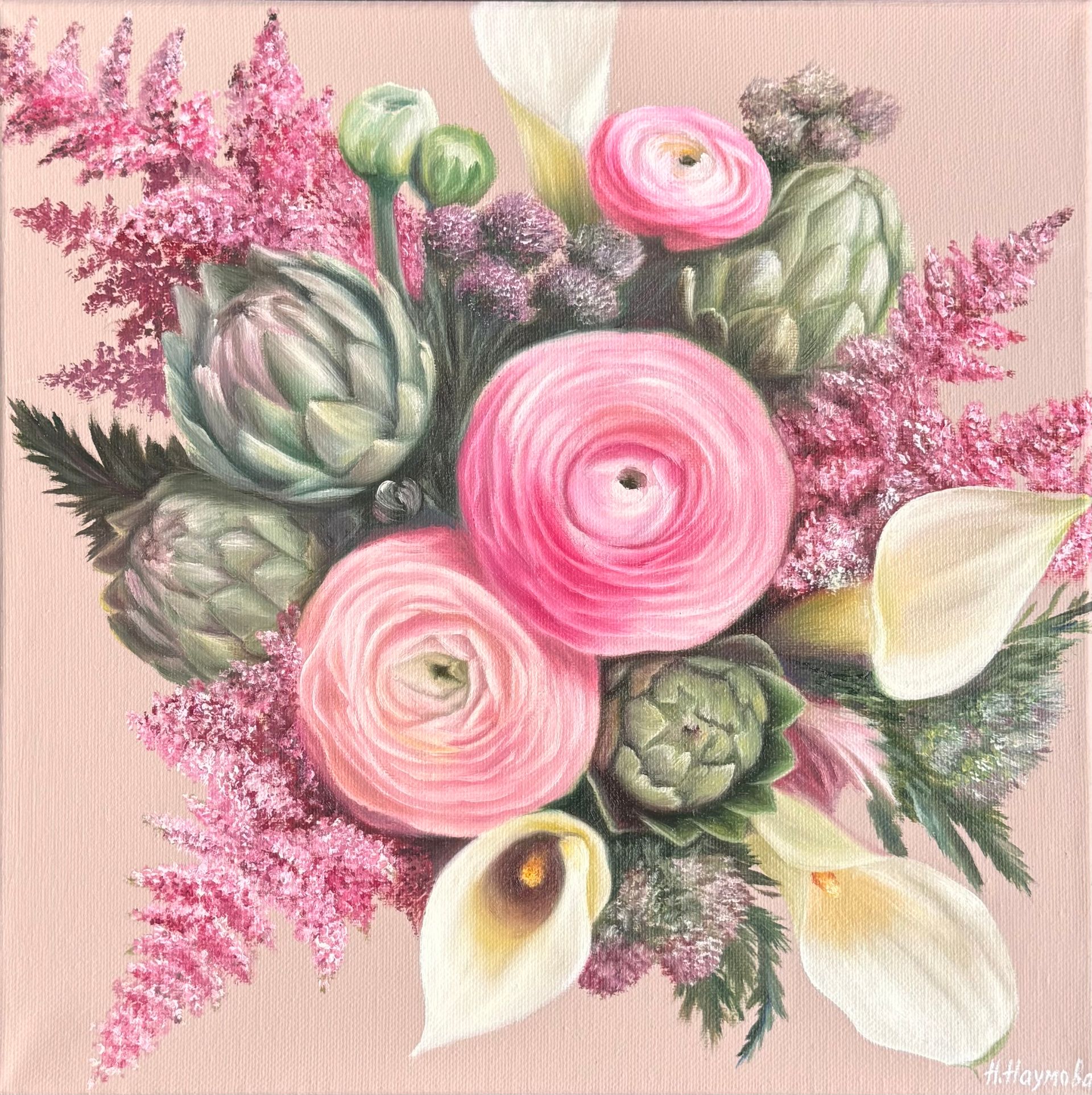 Наталья Наумова (Картина, живопись - 
                  30 x 30 см) Миниатюра "Ботаника 2”