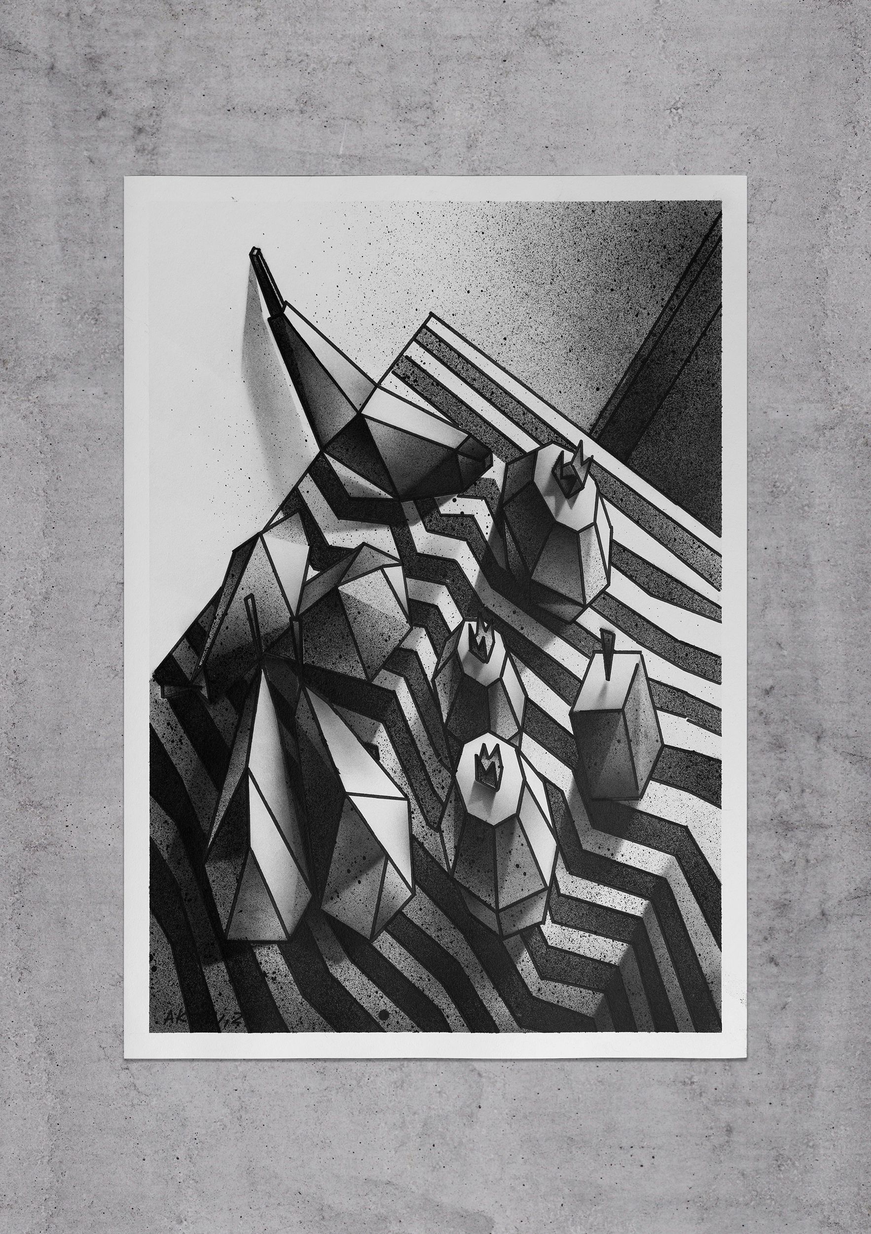 Александр Козлов (Авторская графика - 
                  59.4 x 84.1 см) №379 — Натюрморт с бананом