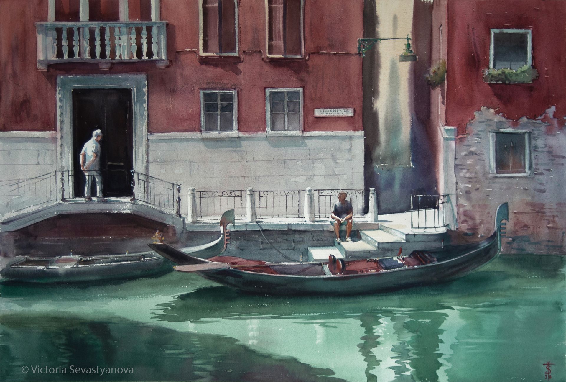 Виктория Севастьянова (Авторская графика - 
                  56 x 40 см) Набережная Венеции