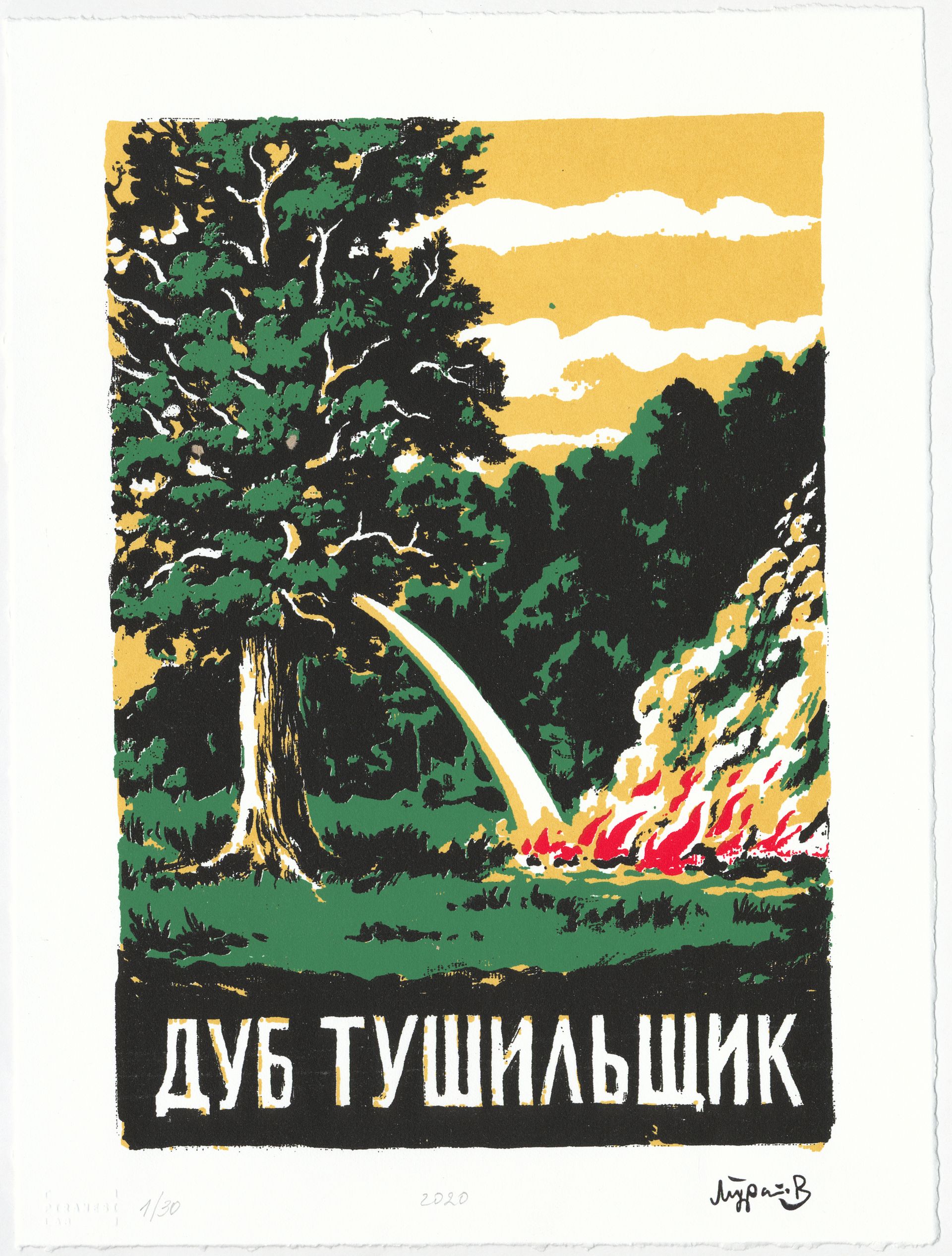 Дамир Муратов (Графика печатная - 
                  30 x 40 см) Дуб тушильщик