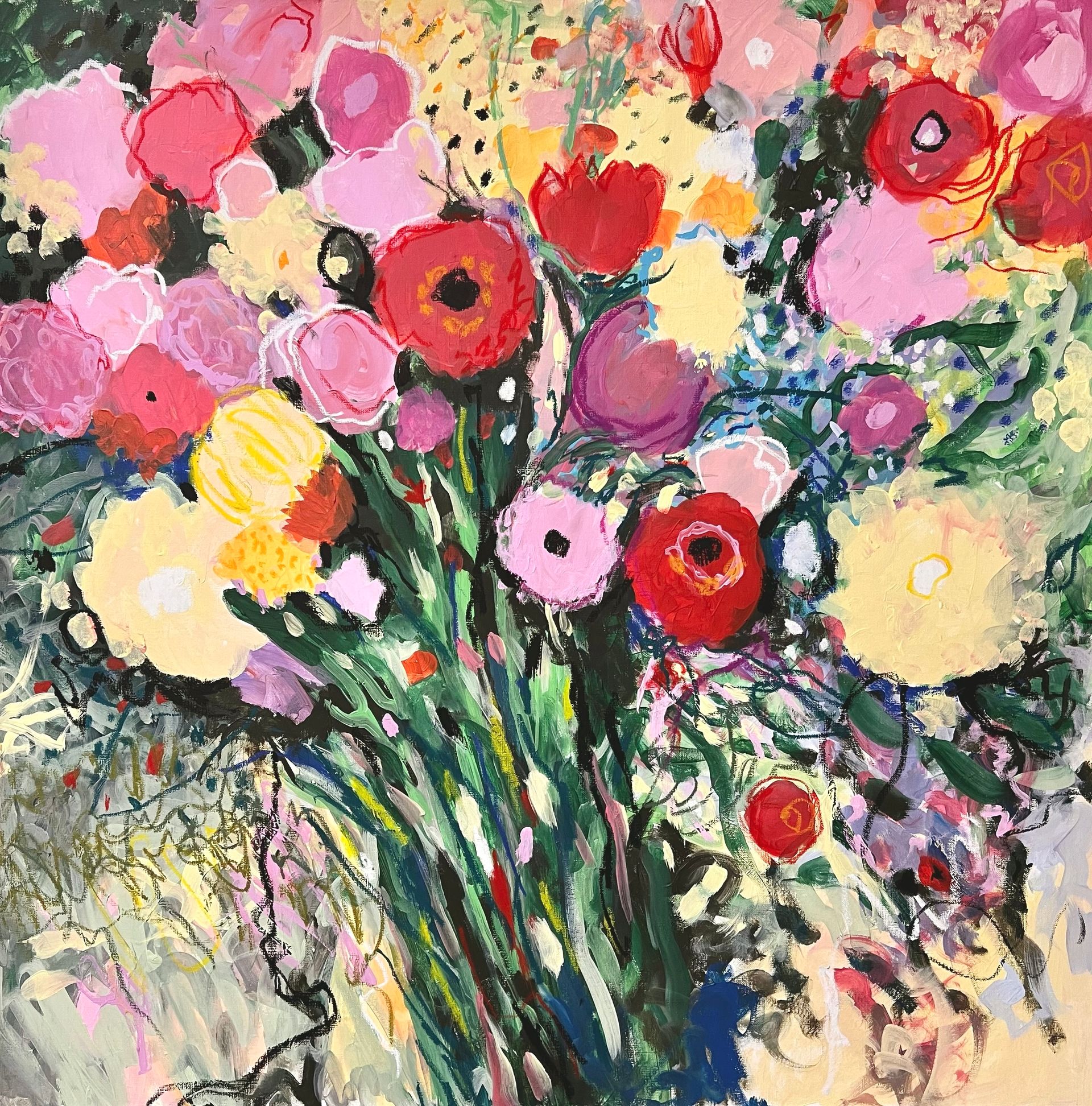 Анна Ганина (Картина, живопись - 
                  100 x 100 см) Summer flowers