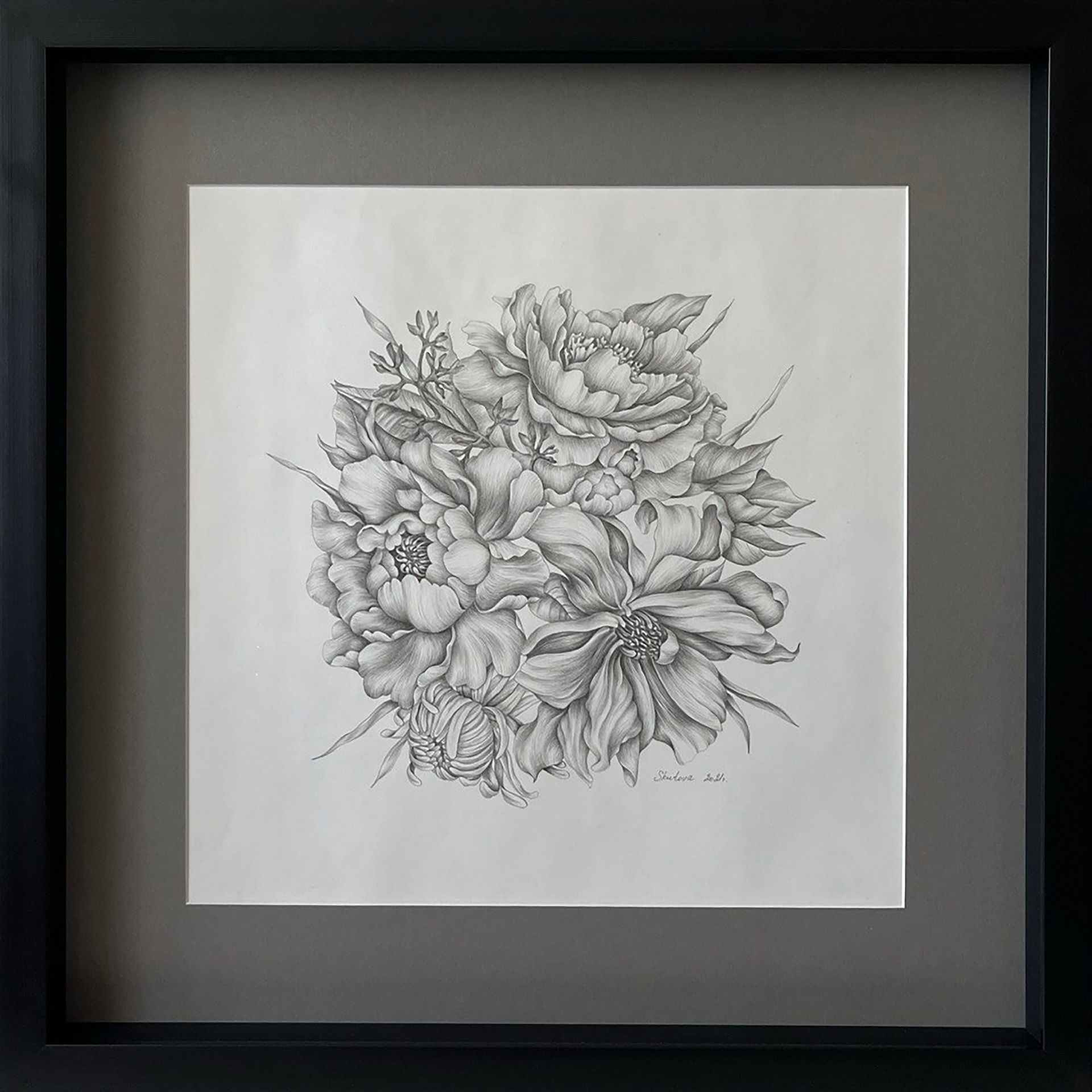 ELENA SKUTOVA (Авторская графика - 
                  57 x 57 см) Flowers #9