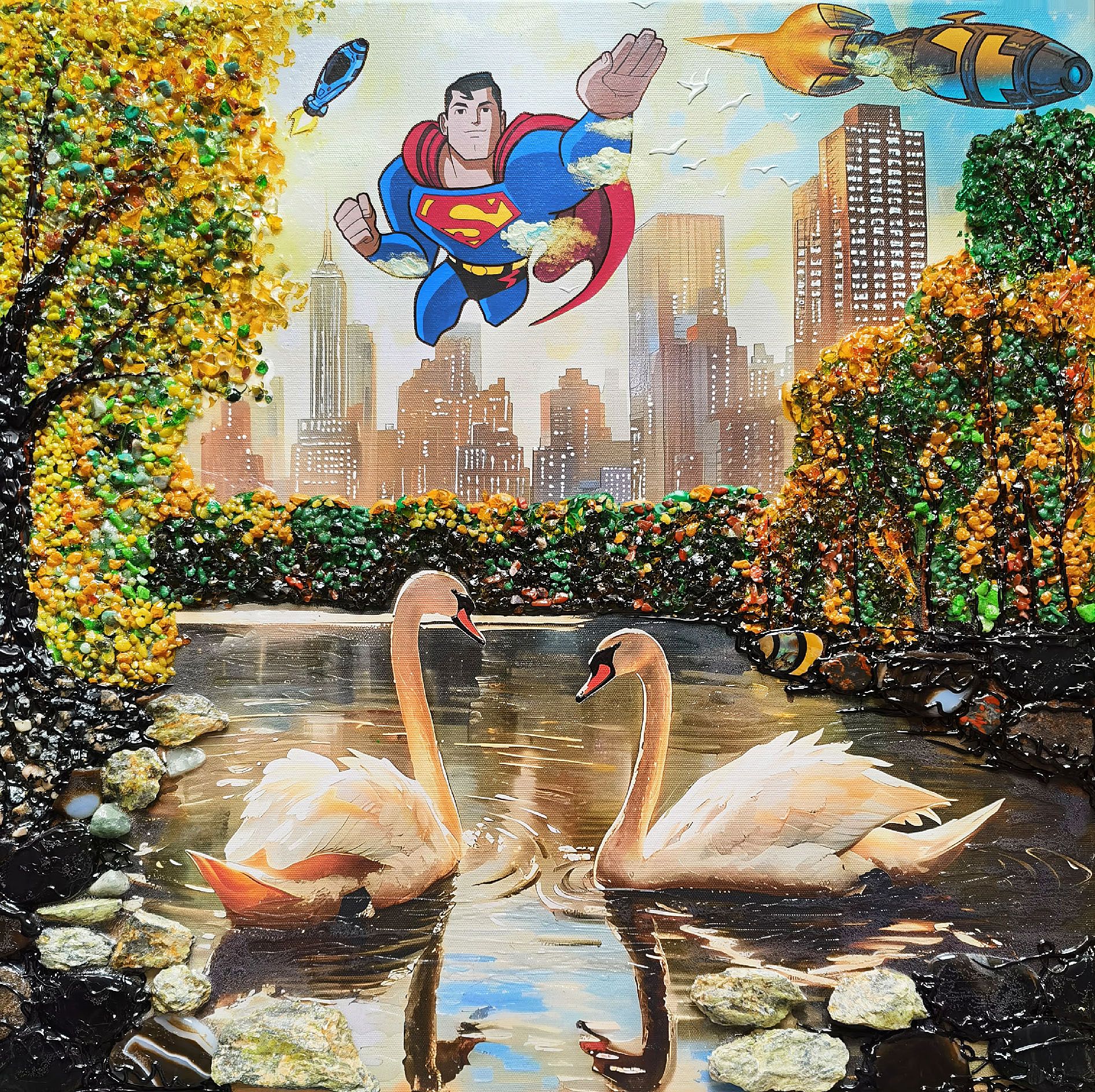 Ирина БАСТ (Картина, живопись - 
                  60 x 60 см) Обычный день в Нью-Йорке