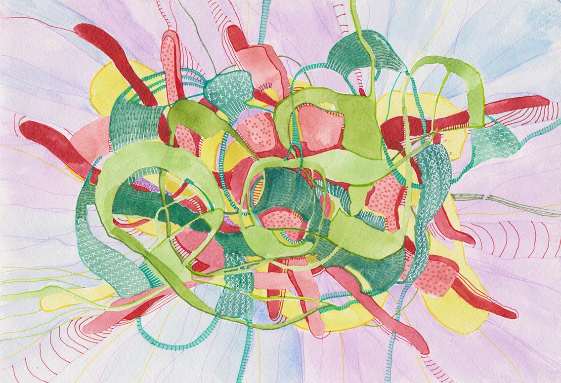 Елена Ширяева (Авторская графика - 
                  29.5 x 20 см) Пряжа