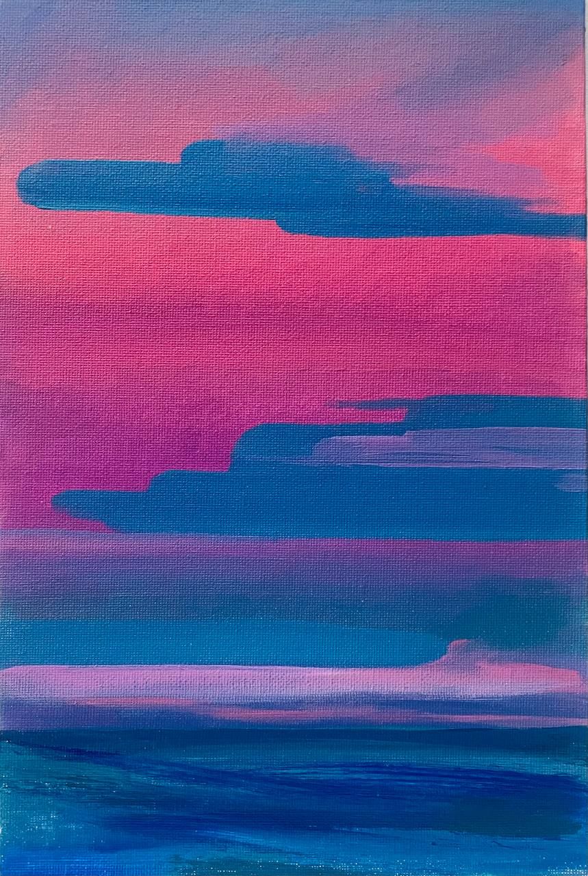 Юля Степанова (Картина, живопись - 
                  20 x 30 см) Малиновый закат
