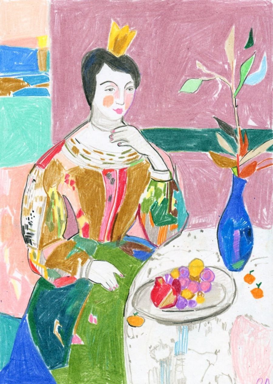 Олеся Лишаева (Авторская графика - 
                  21 x 29 см) Императрица в розовой гостиной