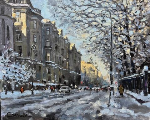 Елизавета Соколова (Картина, живопись - 
                  50 x 40 см) Зима на Петроградской стороне