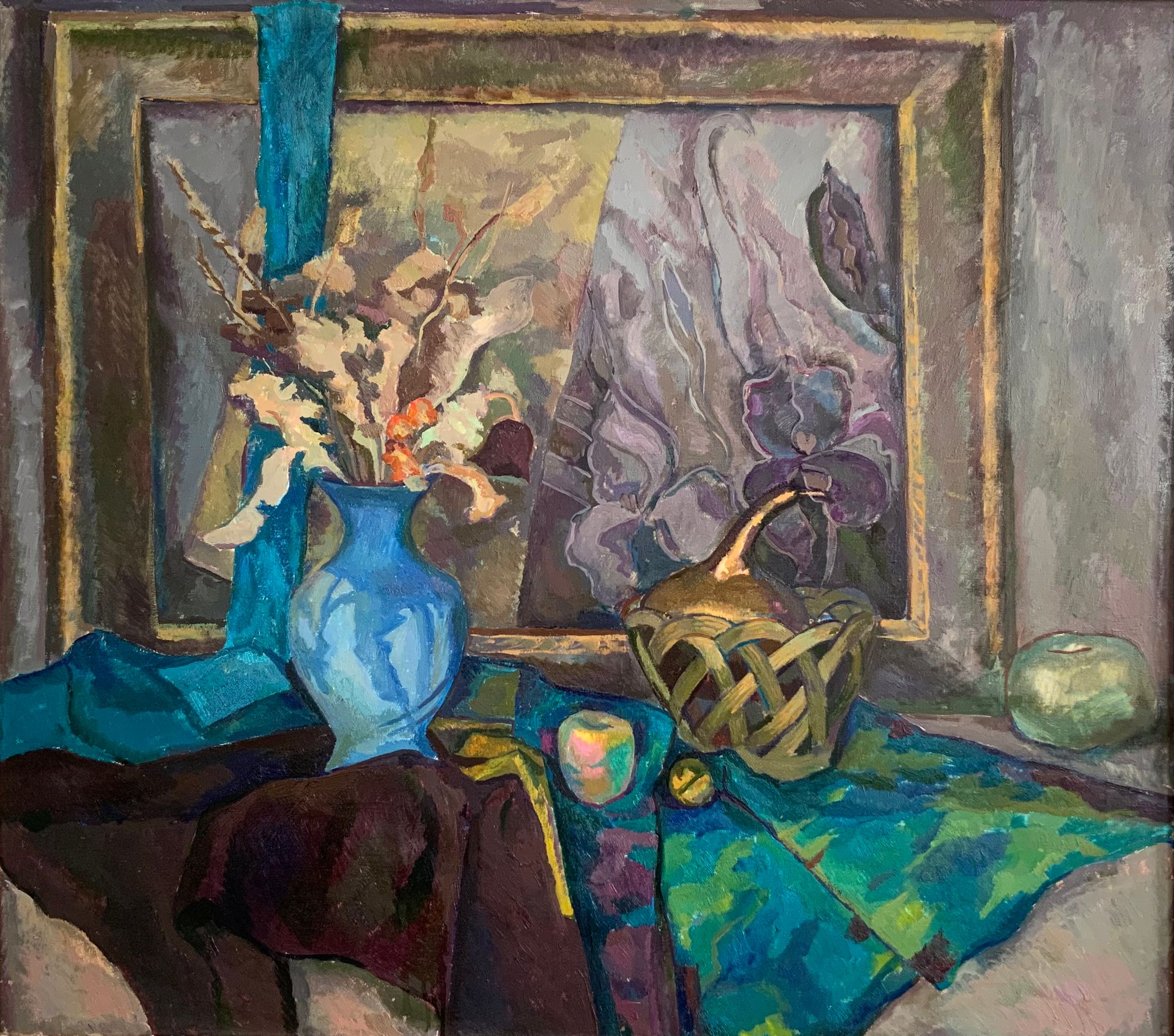 Елизавета Тульчинская (Картина, живопись - 
                  92.6 x 82.3 см) Сиреневый натюрморт