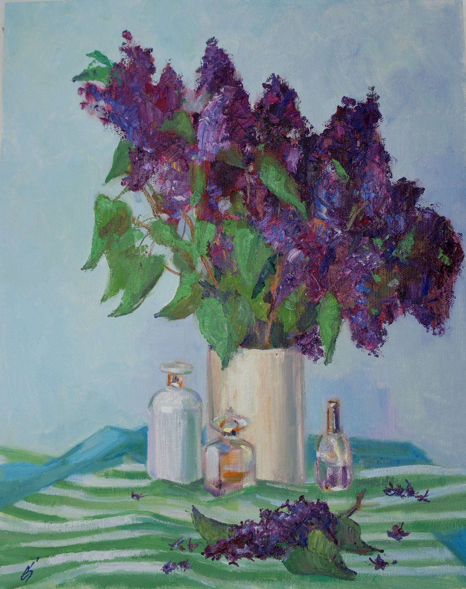 Елена Санина (Картина, живопись - 
                  40 x 50 см) Натюрморт с сиренью