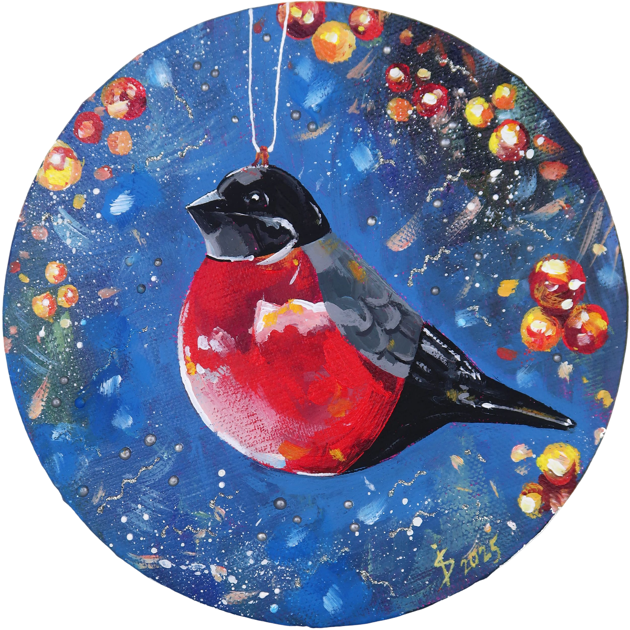 Светлана Искоских (Картина, живопись - 
                  20 x 20 см) Снегирь