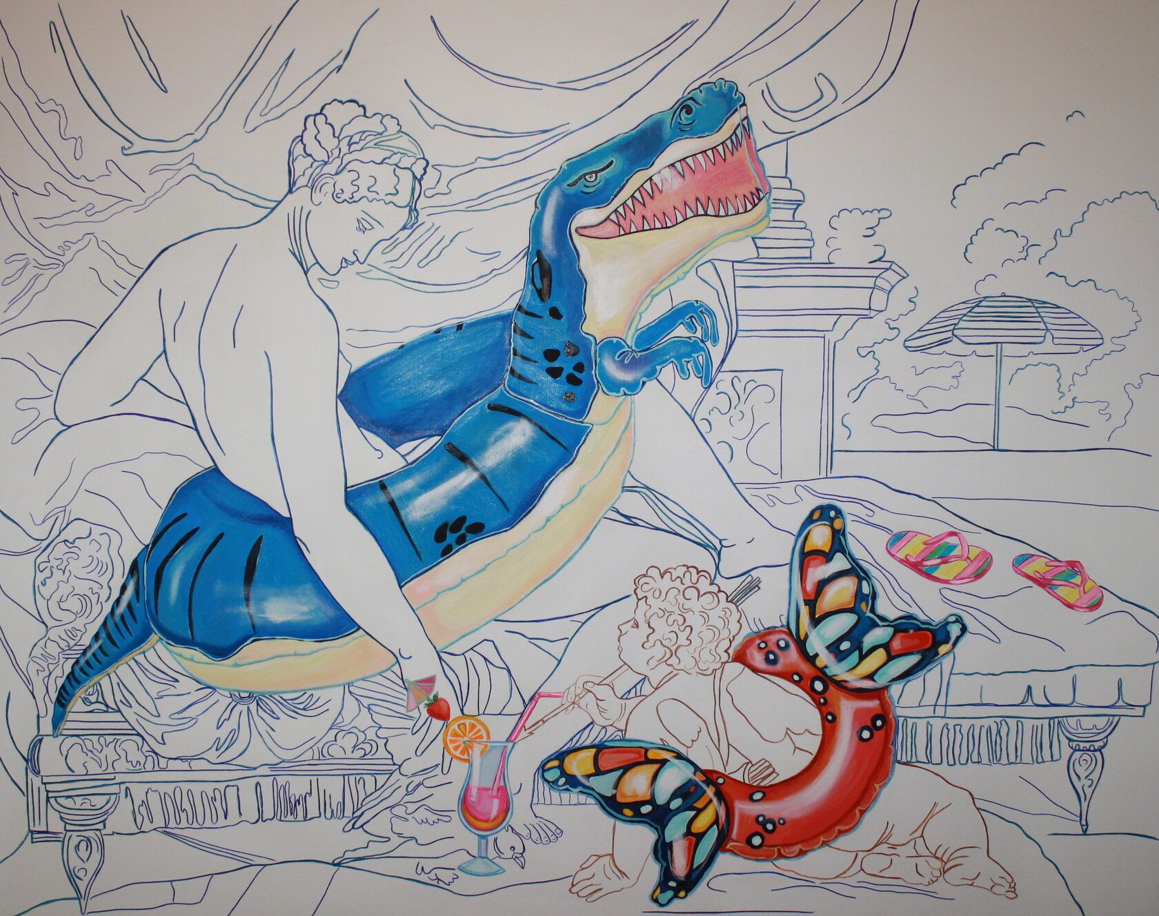 Алес Кочевник (Картина, живопись - 
                  180 x 140 см) Дино и бабочка