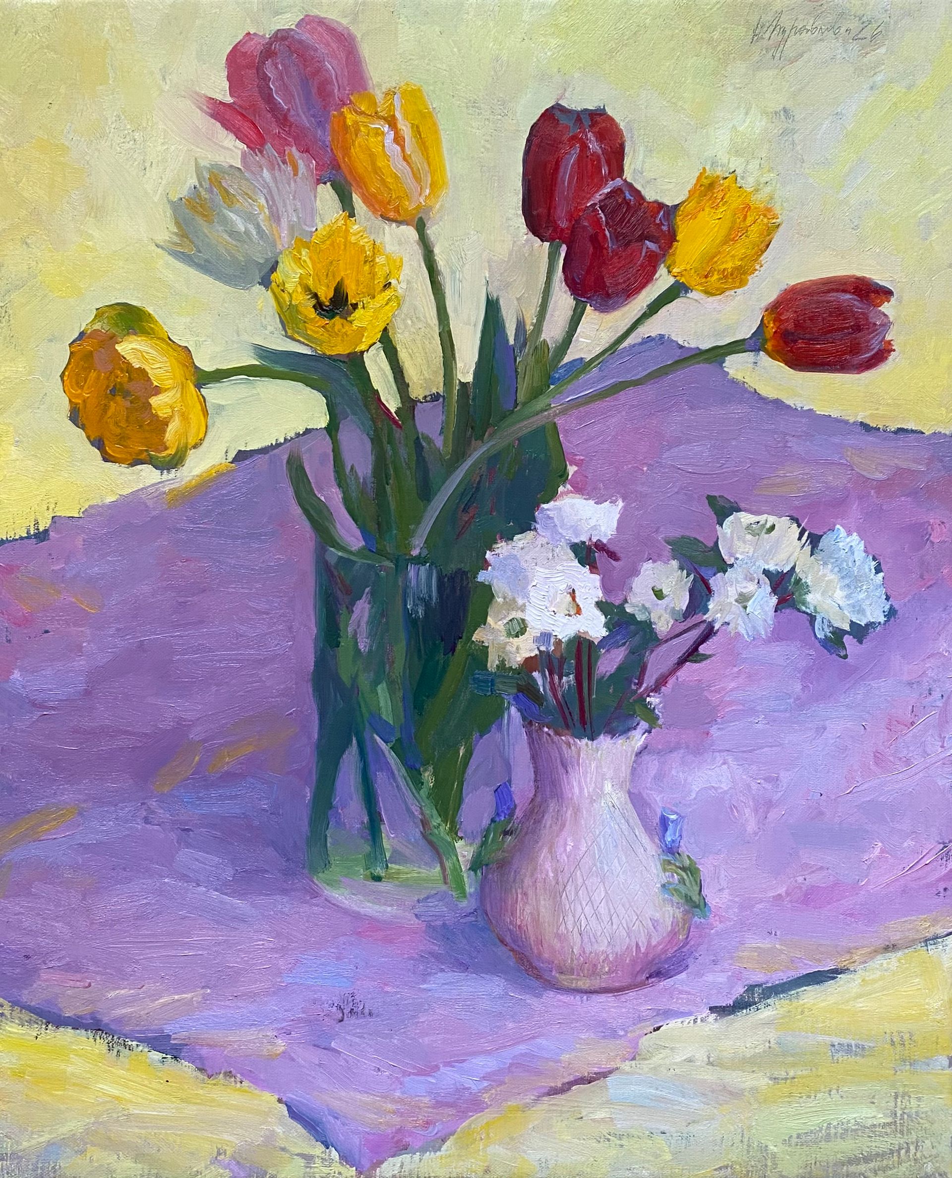 Наталья Журавлева (Картина, живопись - 
                  45 x 55 см) Желто-розовый номер 2