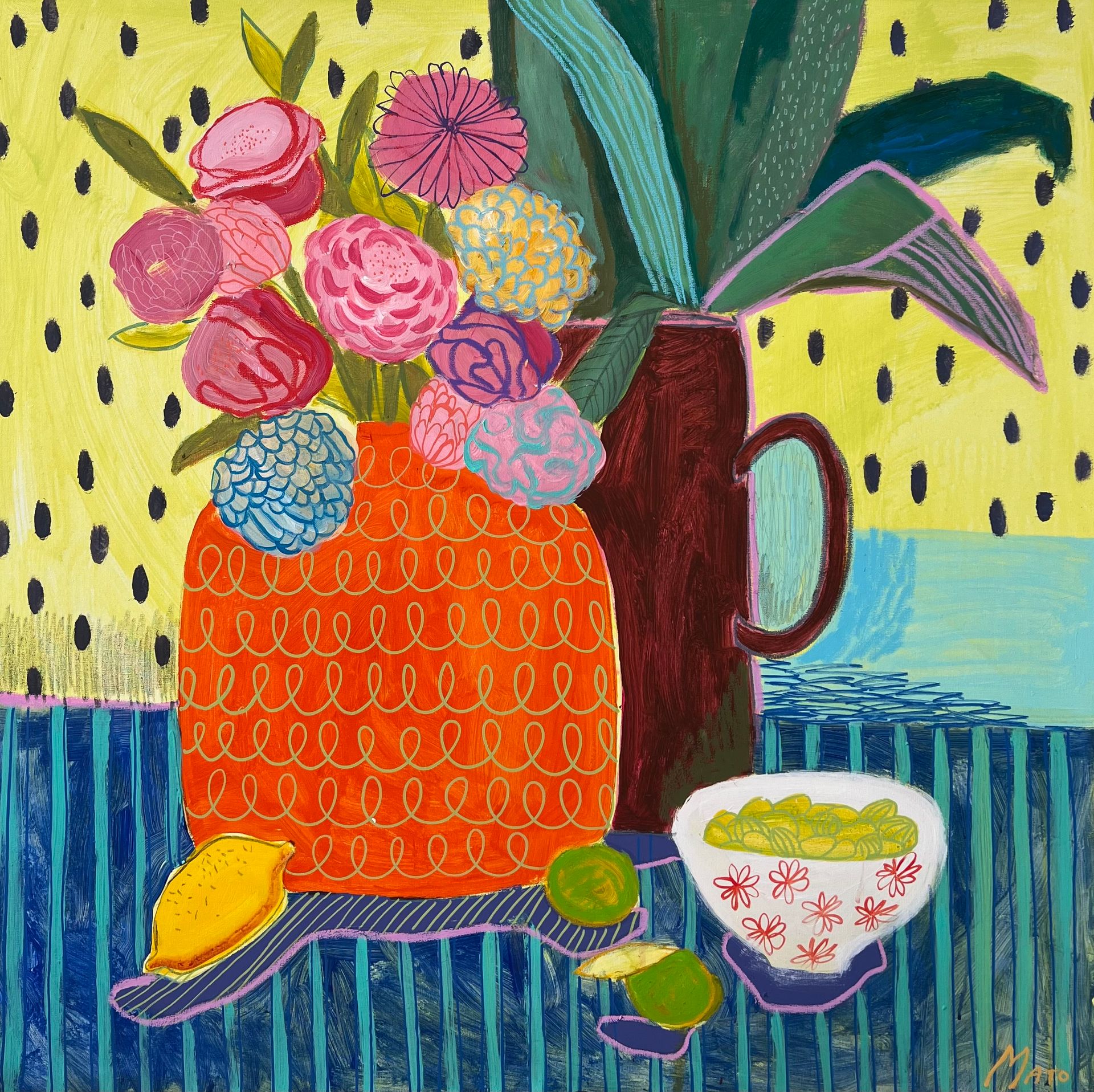 Александра Мато (Картина, живопись - 
                  80 x 80 см) Оранжевая ваза