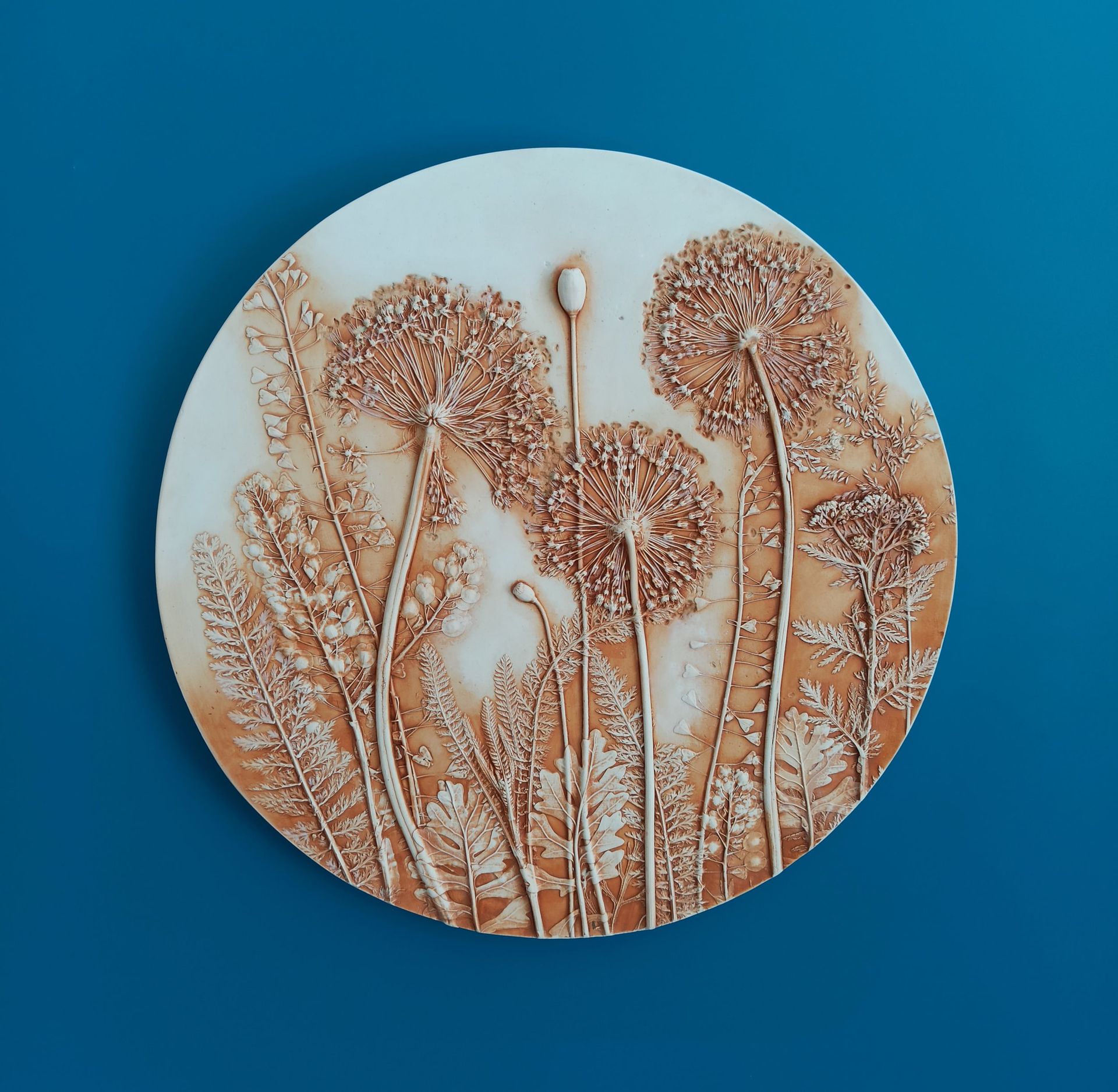 Елена Новожилова (Объект - 
                  33 x 33 см) Ботанический барельеф "ALLIUM #4"