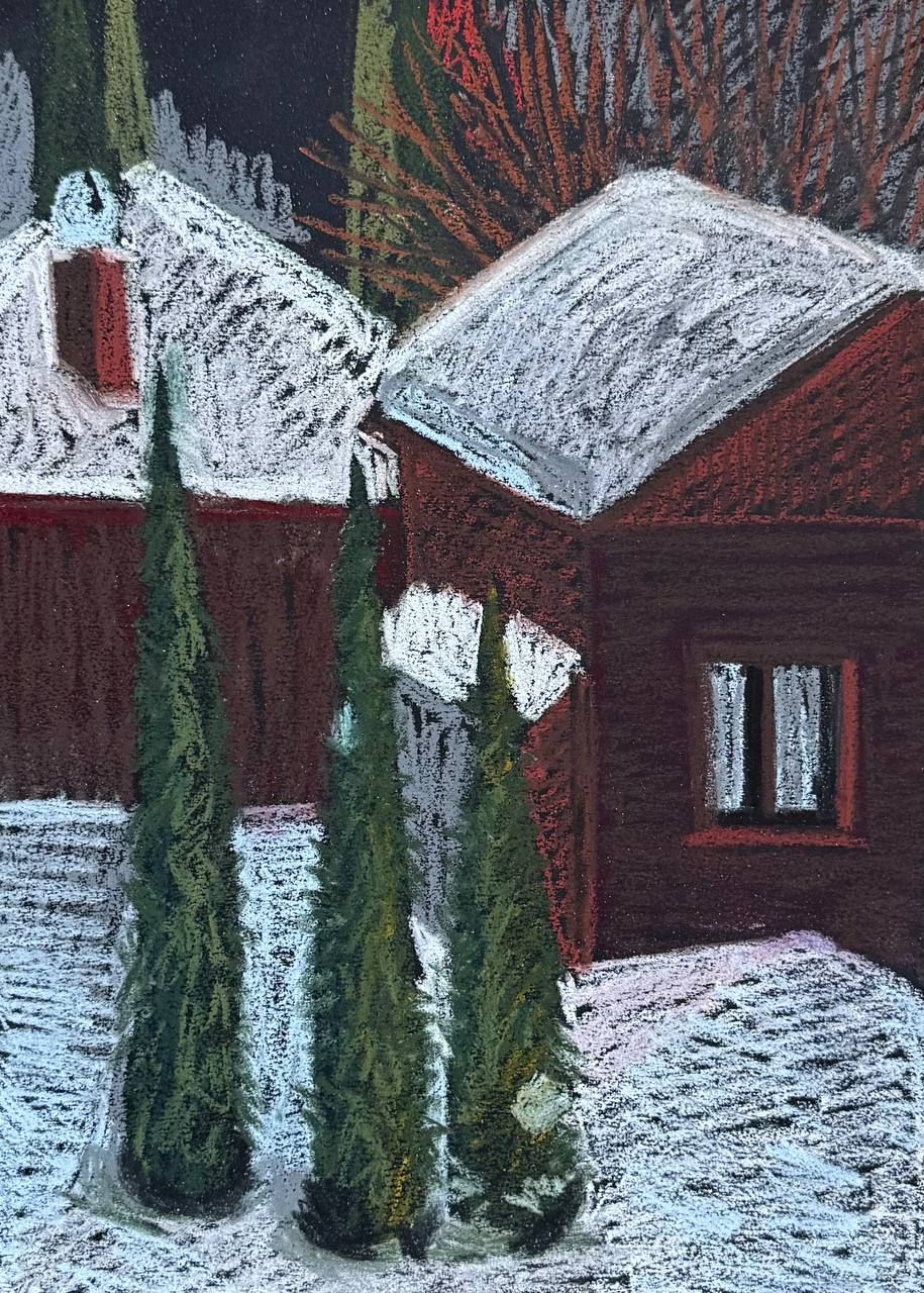 Алена Сокольникова (Авторская графика - 
                  29.5 x 40 см) Снежная зима