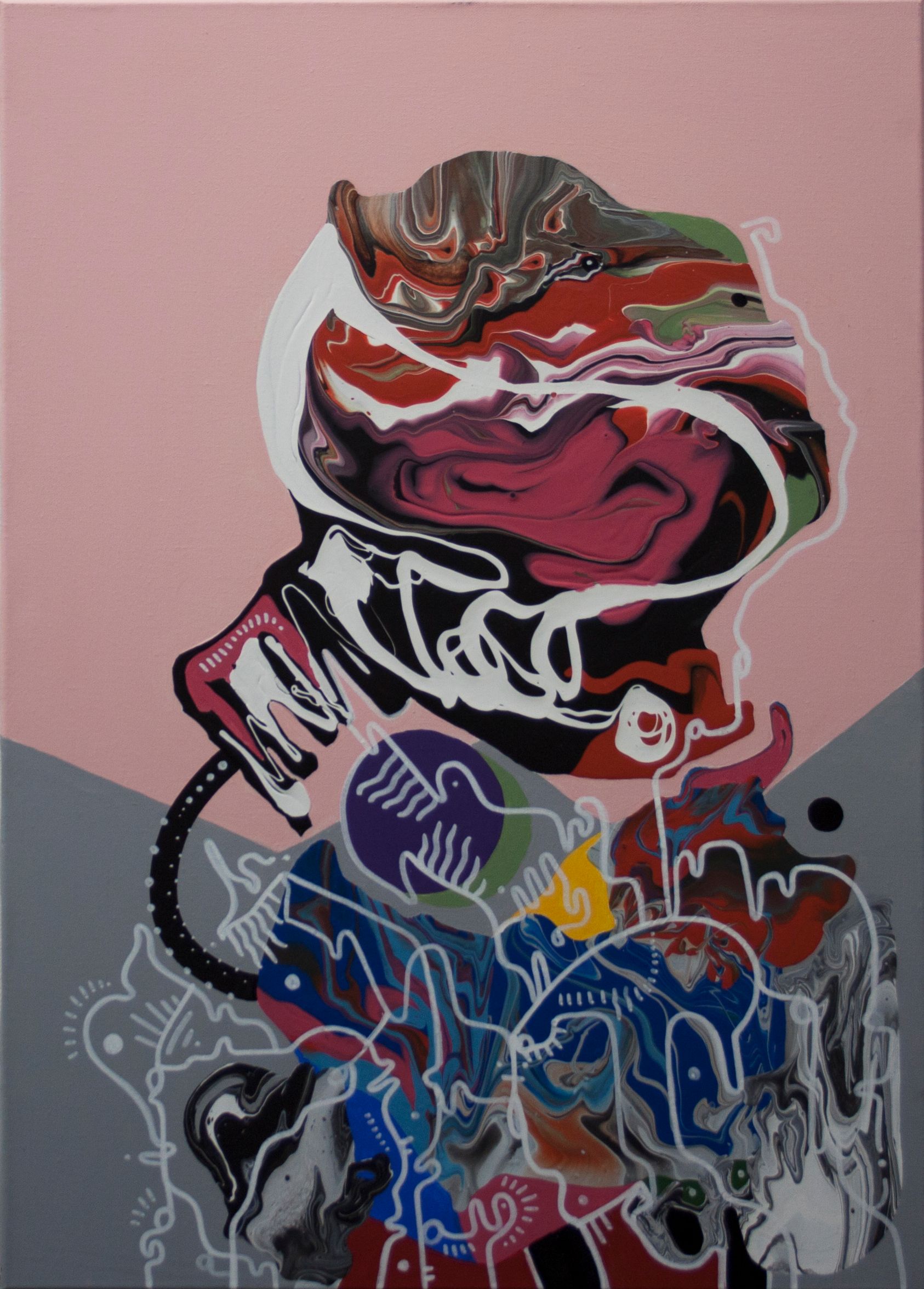 Адиль Аубекеров (Картина, живопись - 
                  50 x 70 см) Серо-розовая