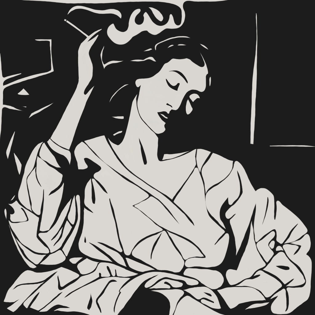 Нина Цориева (Картина, живопись - 
                  50 x 50 см) Курящая