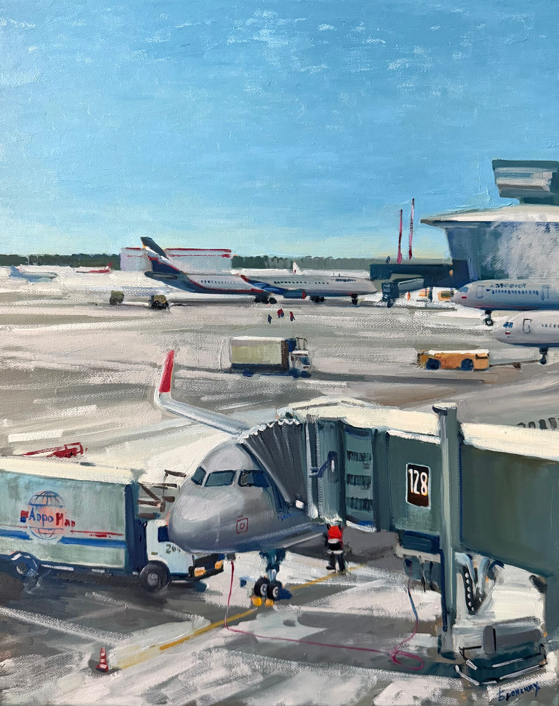 Ольга Бронских (Картина, живопись - 
                  40 x 50 см) Заснеженный перрон