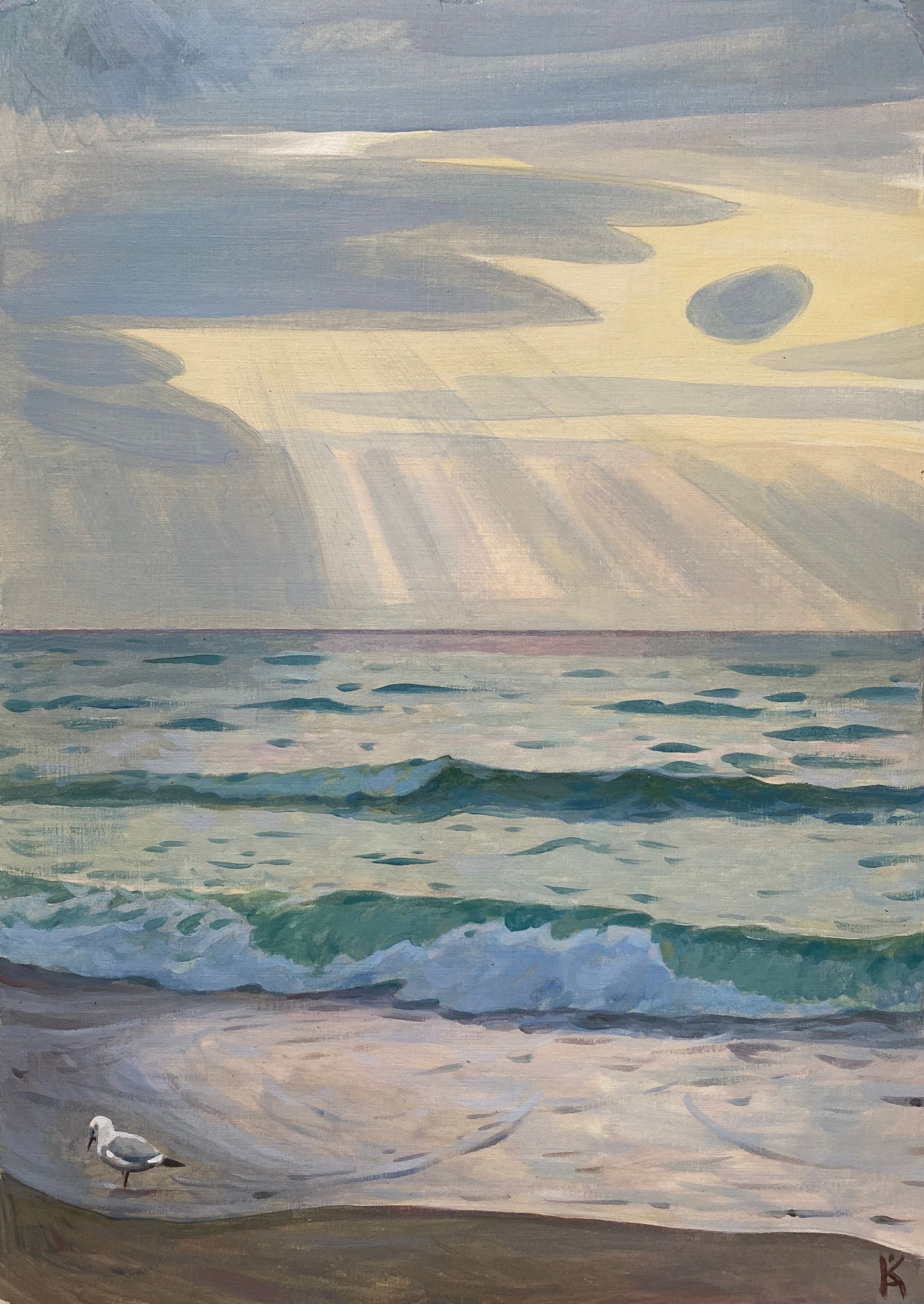 Алексей Кротов (Авторская графика - 
                  30 x 42 см) Чайка. Янтарный пляж