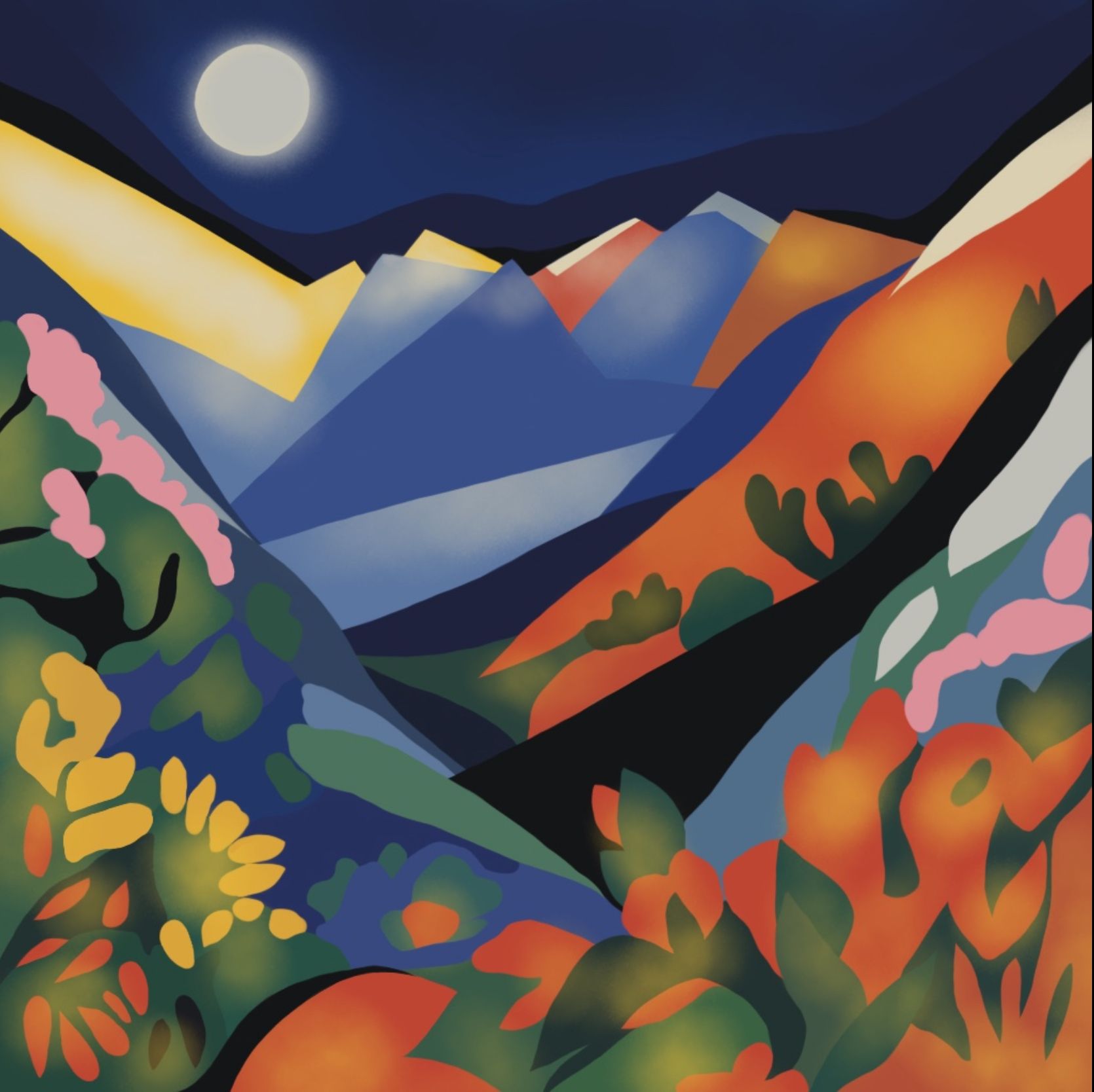 Нина Цориева (Картина, живопись - 
                  70 x 70 см) Горный пейзаж