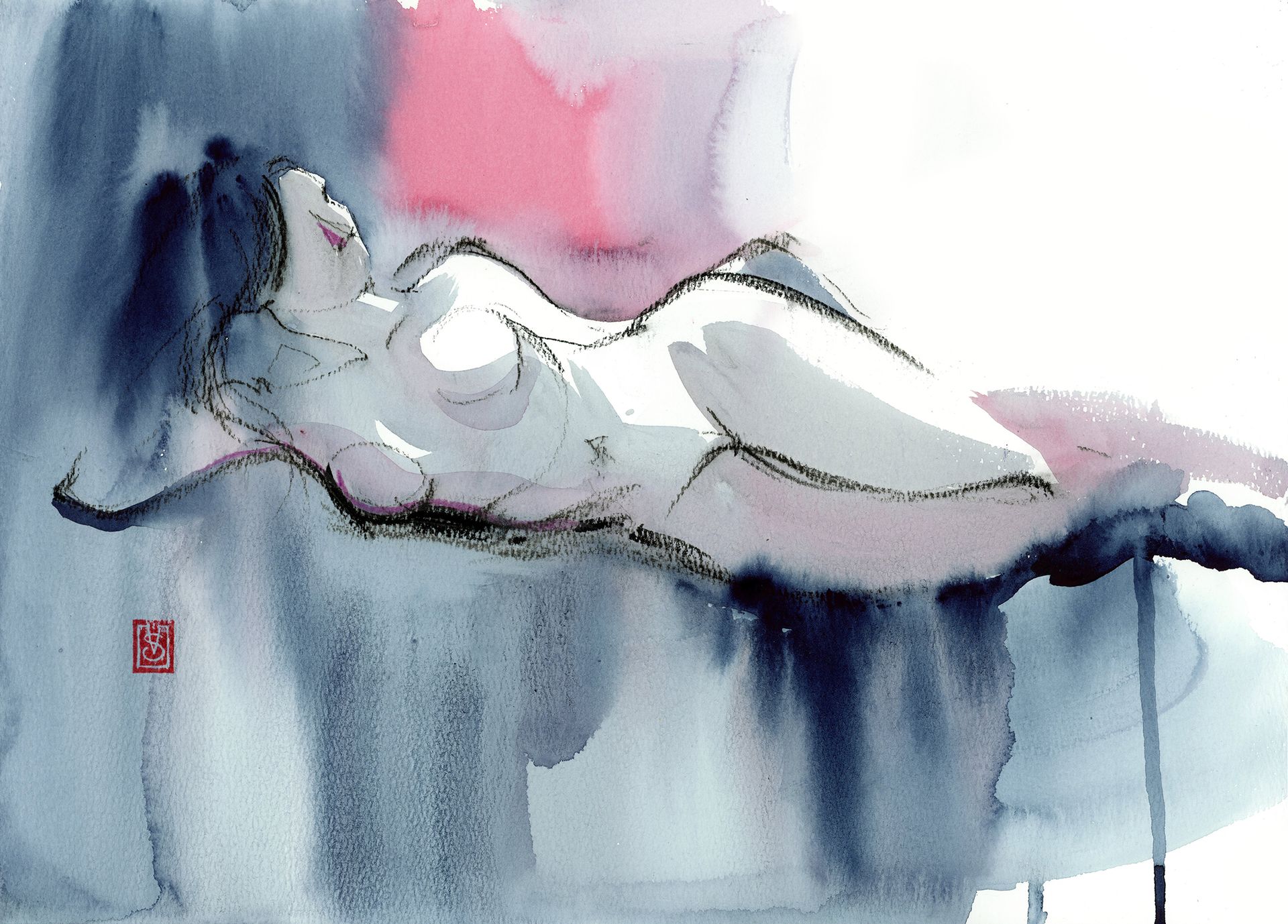 Виктория Севастьянова (Авторская графика - 
                  38 x 28 см) Nude life drawing 012