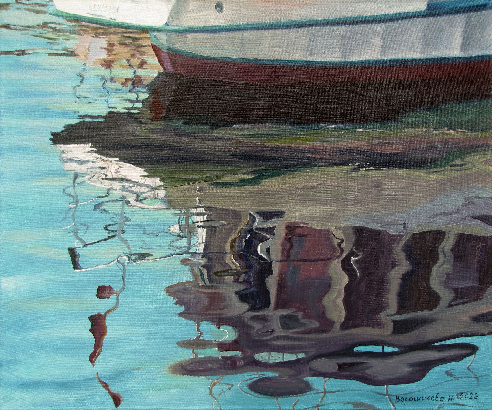 Наталия Ворошилова (Картина, живопись - 
                  60 x 50 см) Отражение. Прогулочный кораблик
