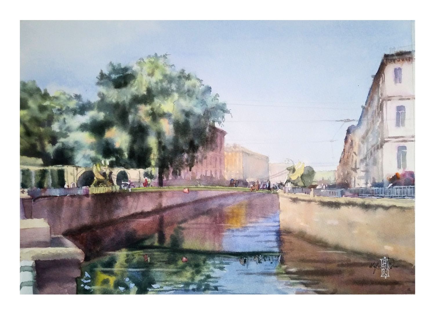 Александр Кормилицын (Авторская графика - 
                  42 x 30 см) Банковский мост
