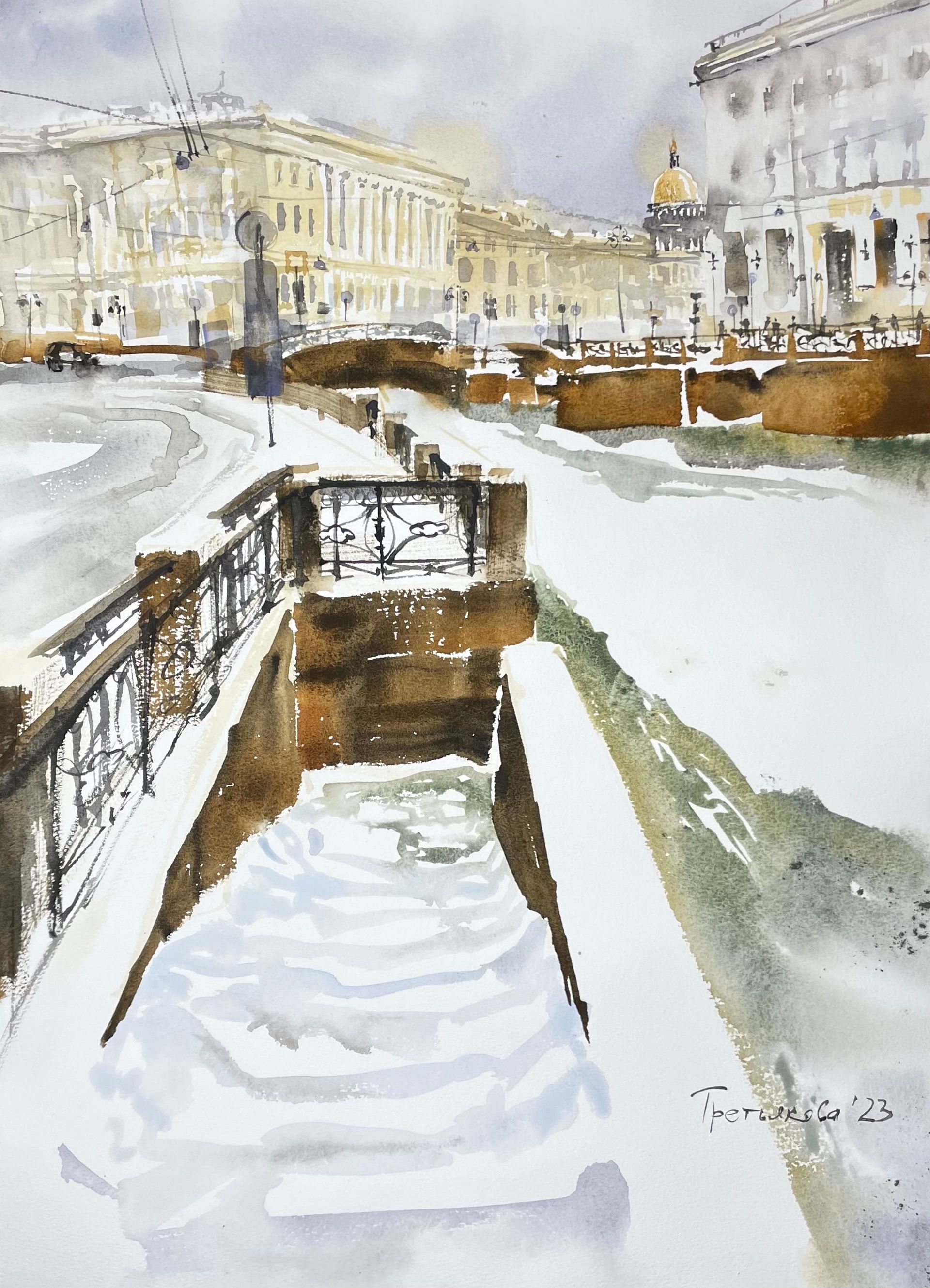 Юлия Третьякова (Авторская графика - 
                  38 x 54 см) Набережная реки Мойка, Санкт-Петербург
