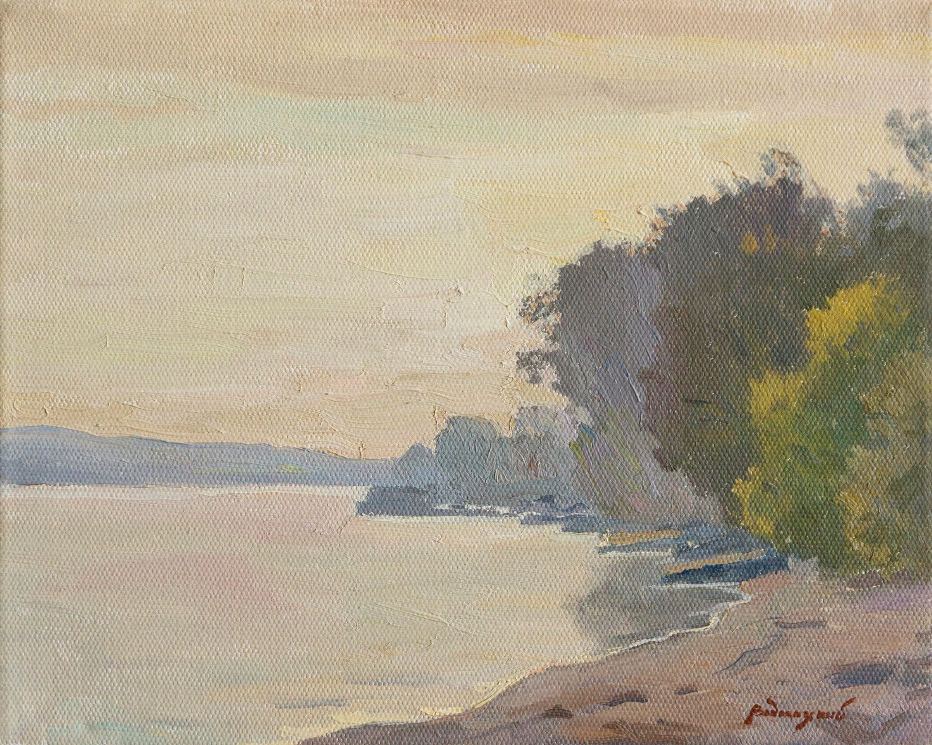 Николай Водолазский (Картина, живопись - 
                  30 x 24 см) Рассвет на Волге