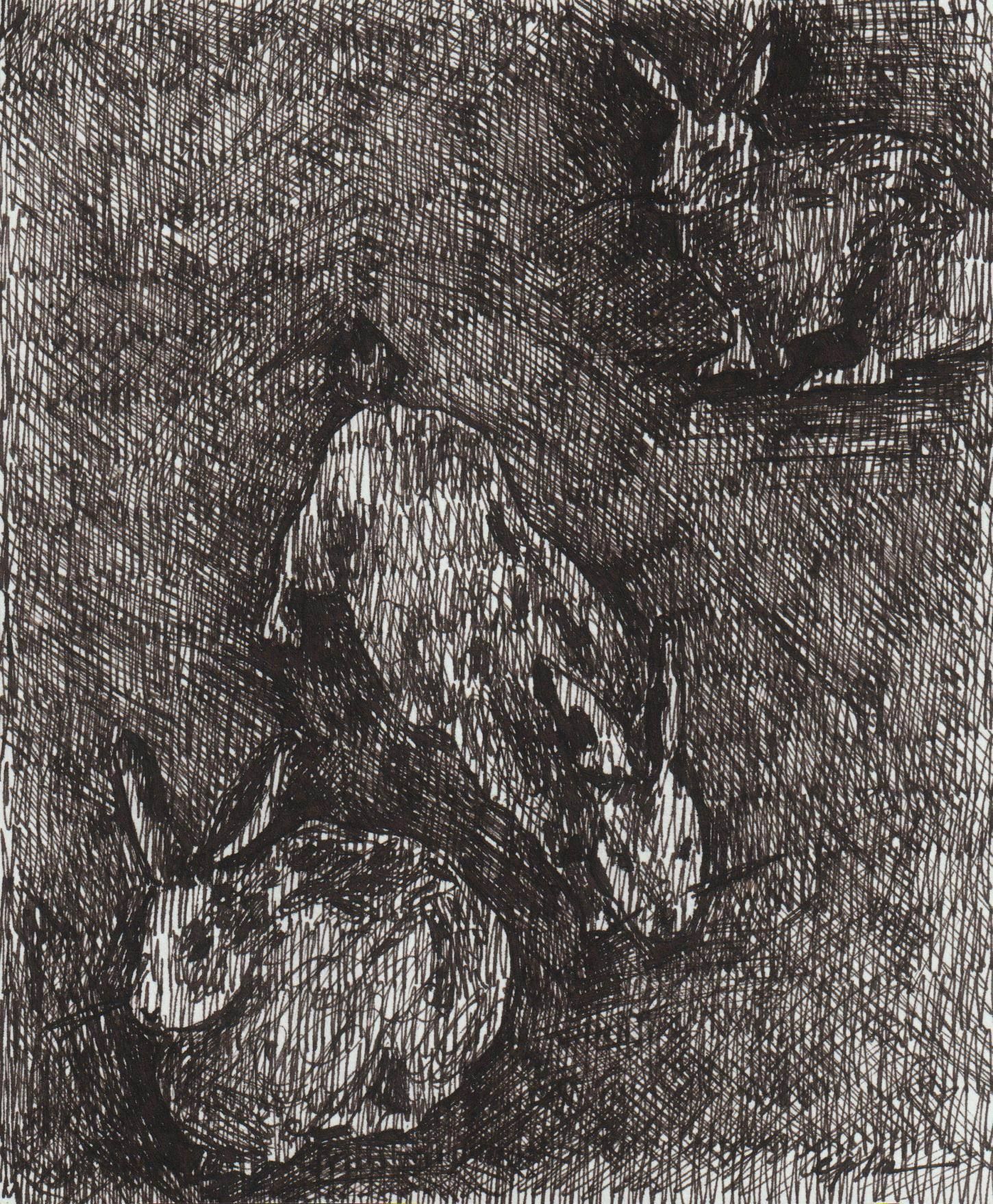 Виктория Зарецкая (embrassé par la muse) (Авторская графика - 
                  12.6 x 15 см) Bunnies