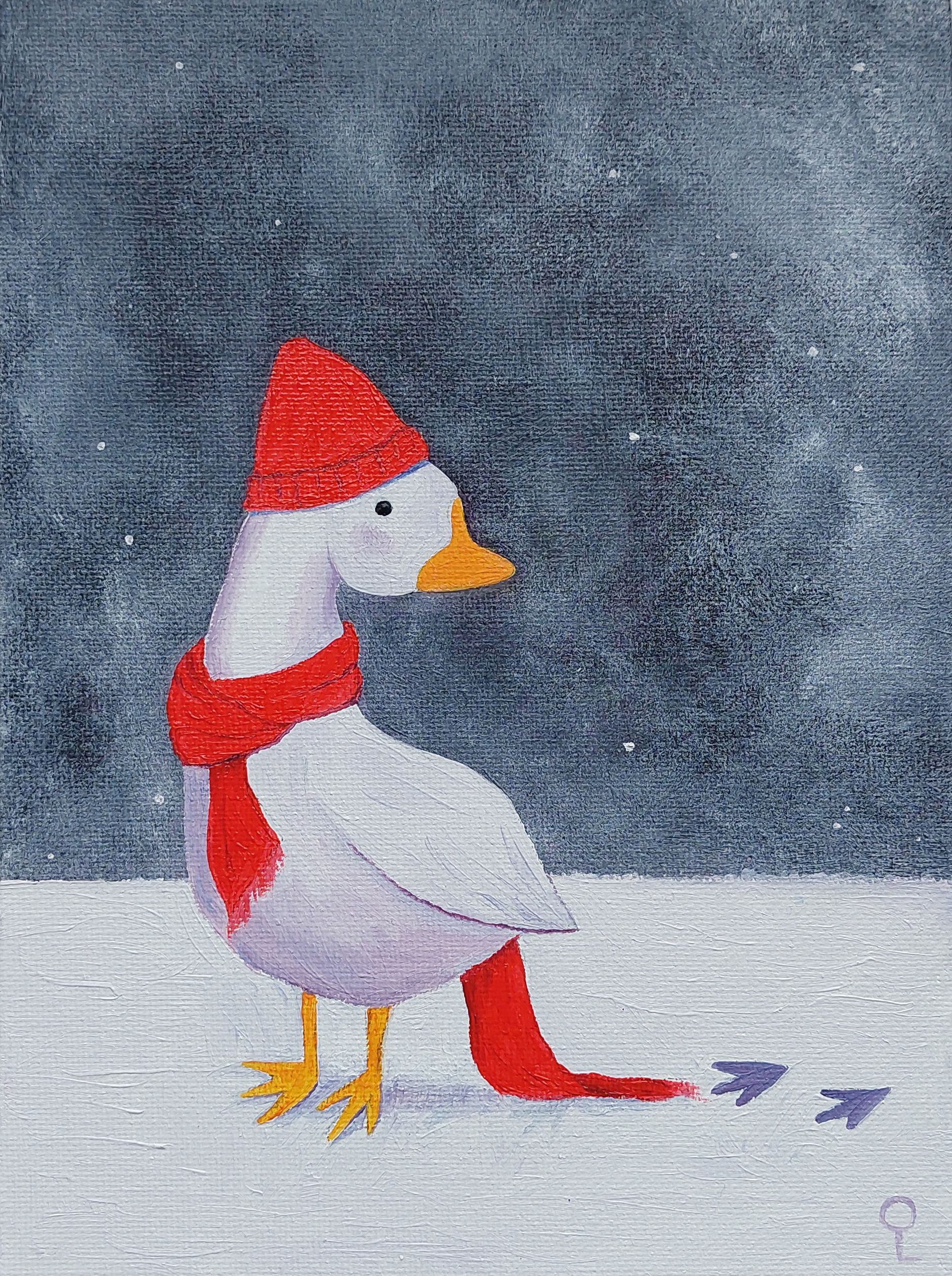 Оливия Лем (Картина, живопись - 
                  15 x 20 см) Гусик в красной шапочке