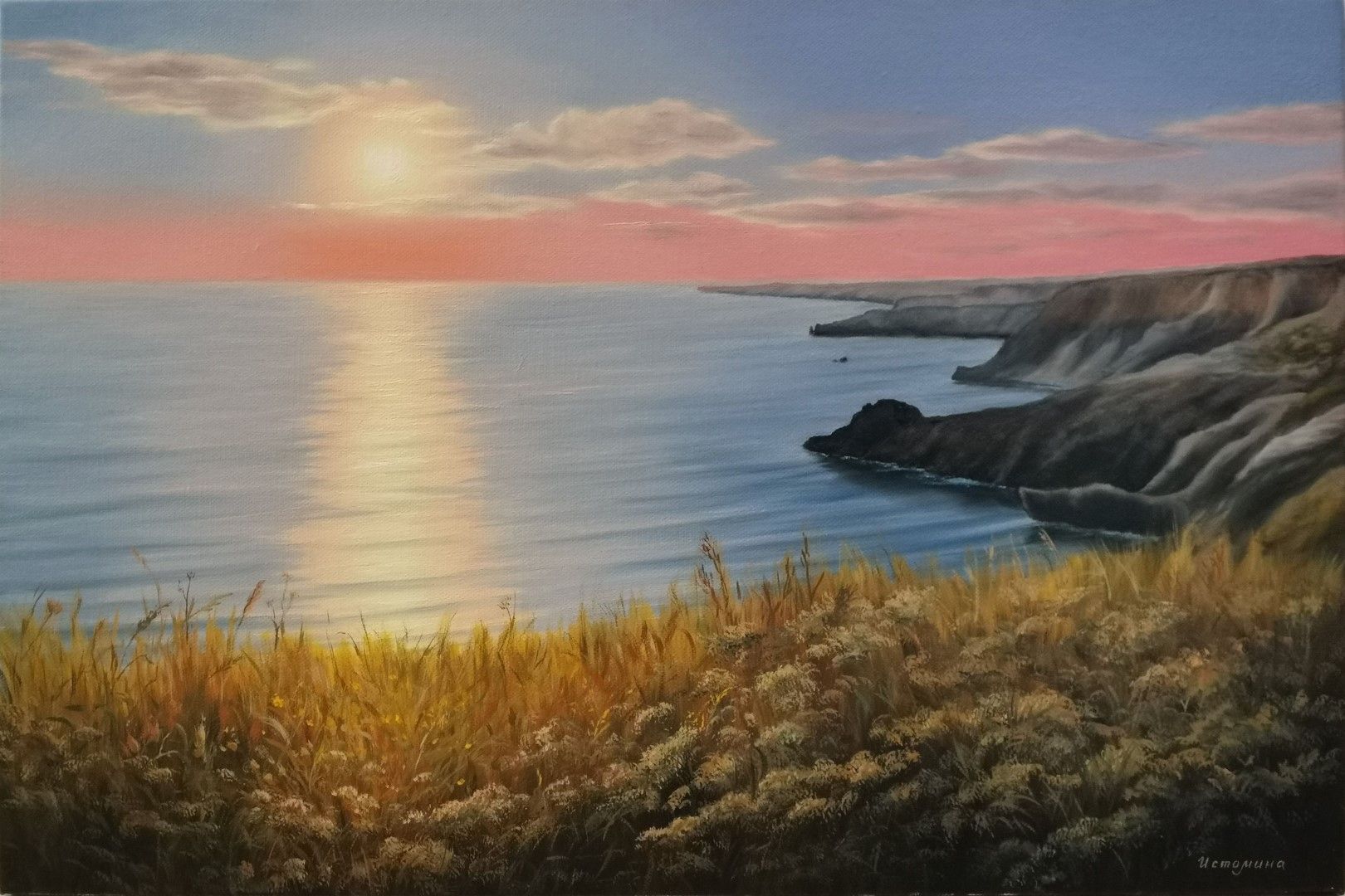 Елена Истомина (Картина, живопись - 
                  60 x 40 см) Закат на мысе Фиолент