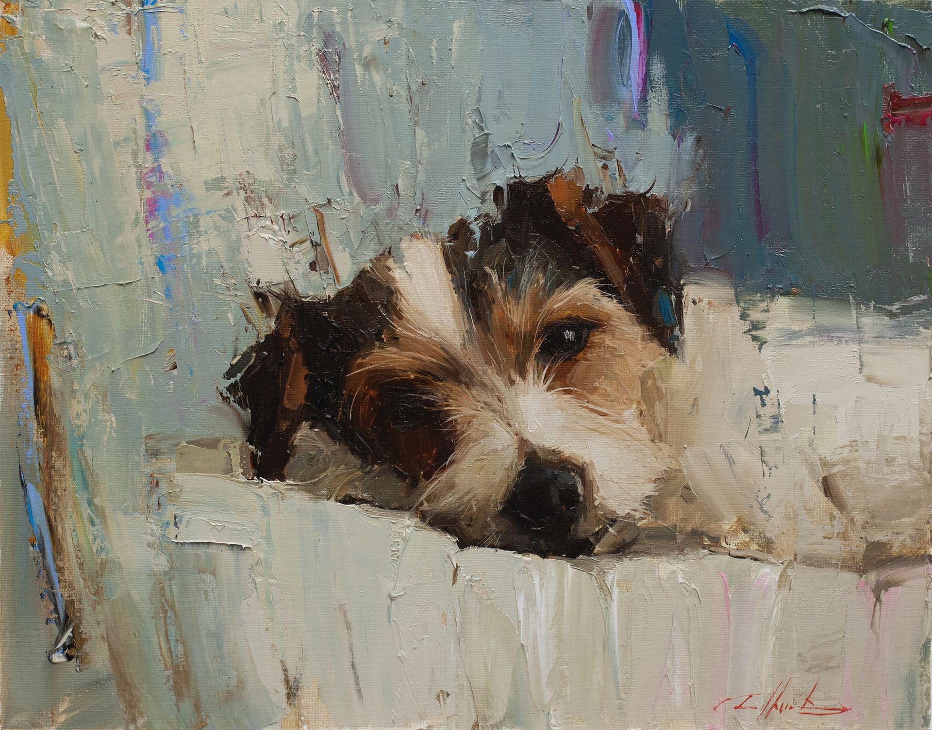 Евгений Бурцев (Картина, живопись - 
                  50 x 40 см) Когда хозяева дома