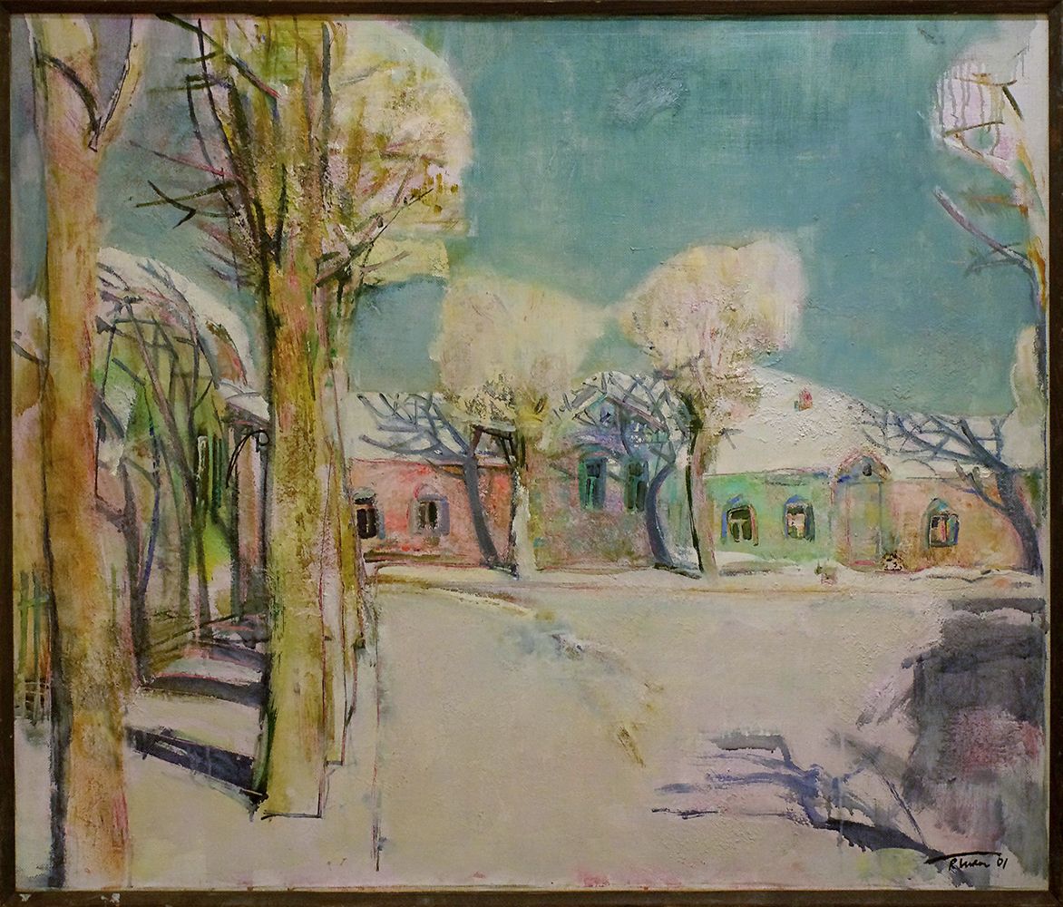 Рустам Тураев (Картина, живопись - 
                  100 x 80 см) Зима в красивом переулке