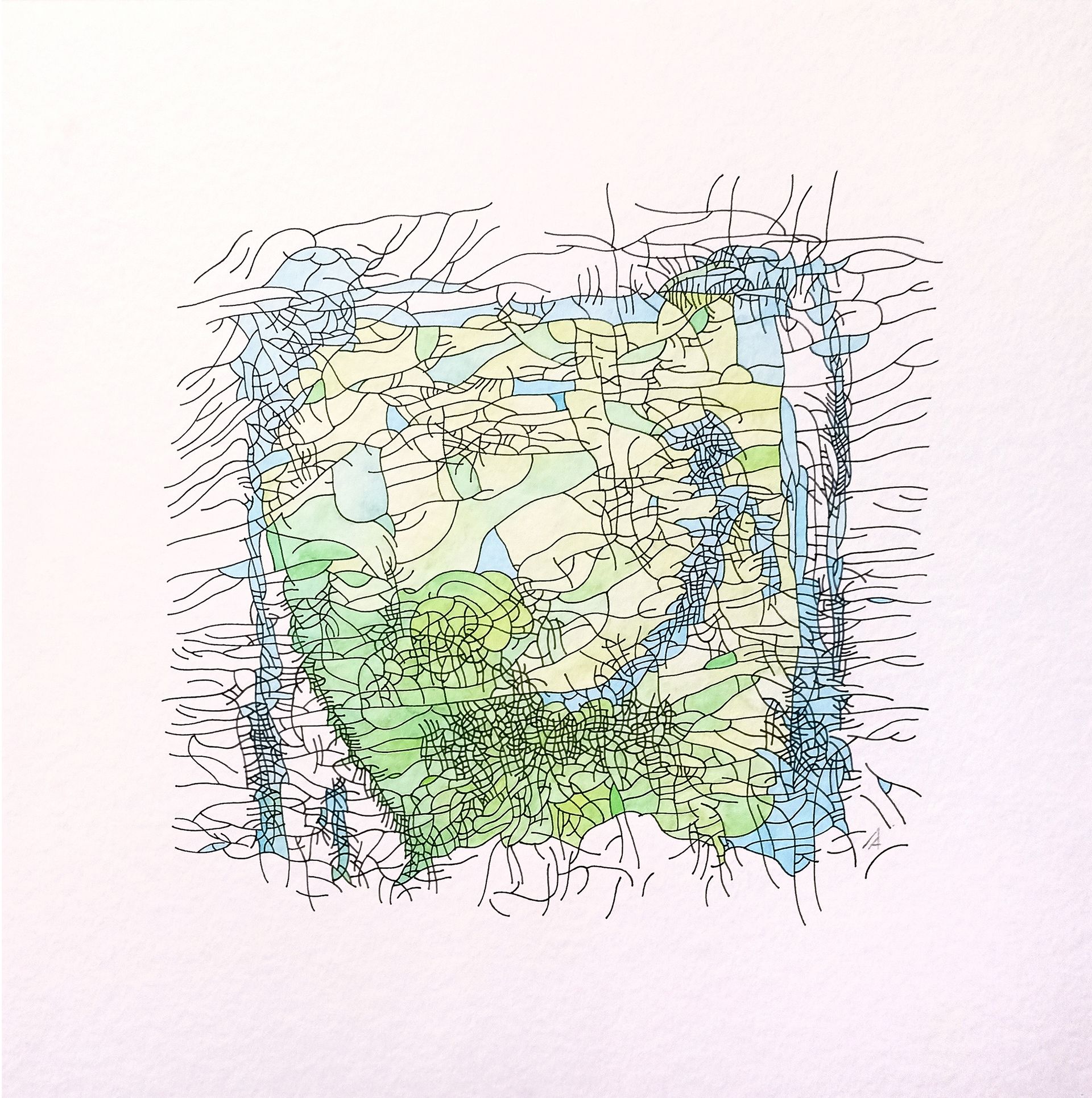 Анастасия Левина (Авторская графика - 
                  50 x 50 см) Без названия