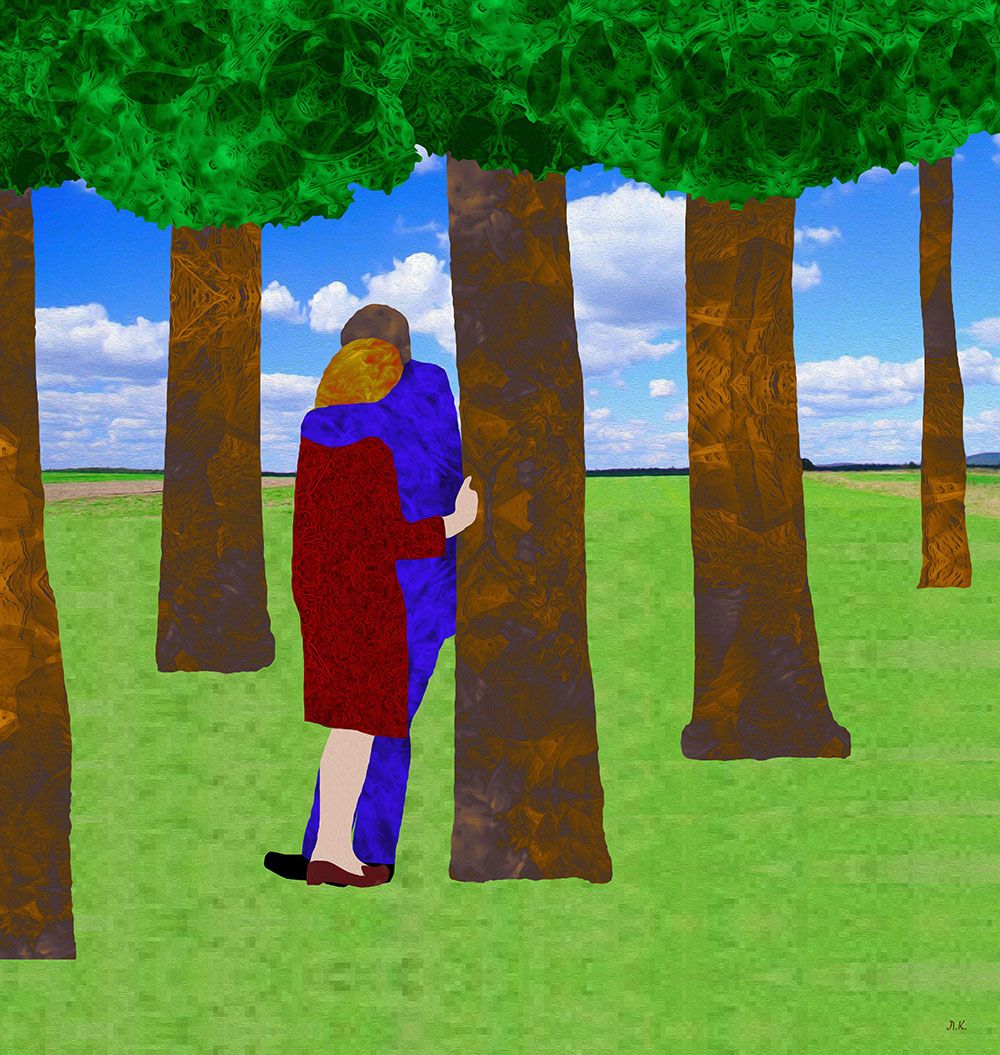 Лариса Корж (Графика цифровая (принты) - 
                  30 x 30 см) Под деревом-1