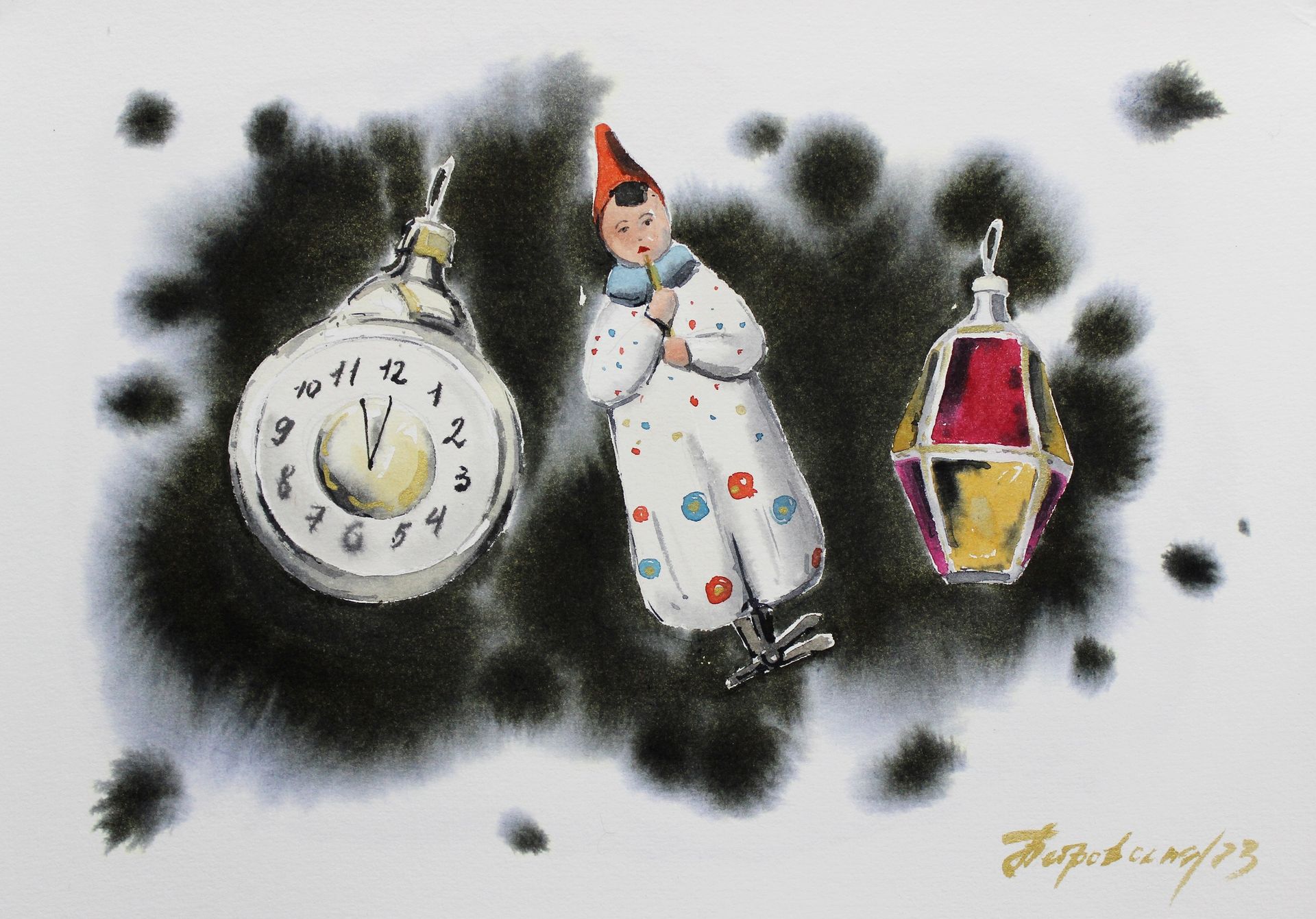 Ирина Петровская (Авторская графика - 
                  33 x 23 см) Игрушки на темном