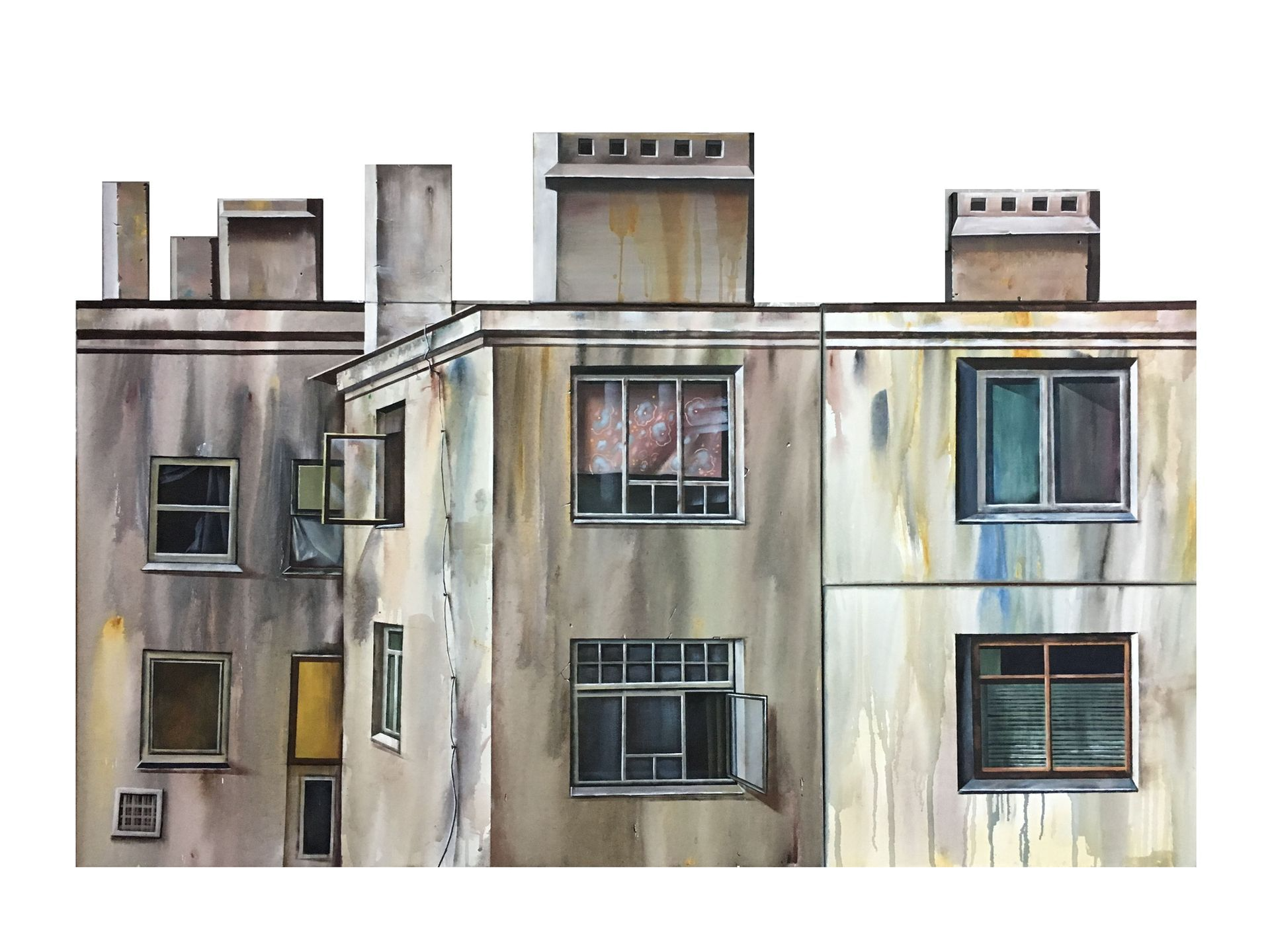 Динара Хёртнагль (Картина, живопись - 
                  150 x 120 см) Угловой дом (картина+NFT)