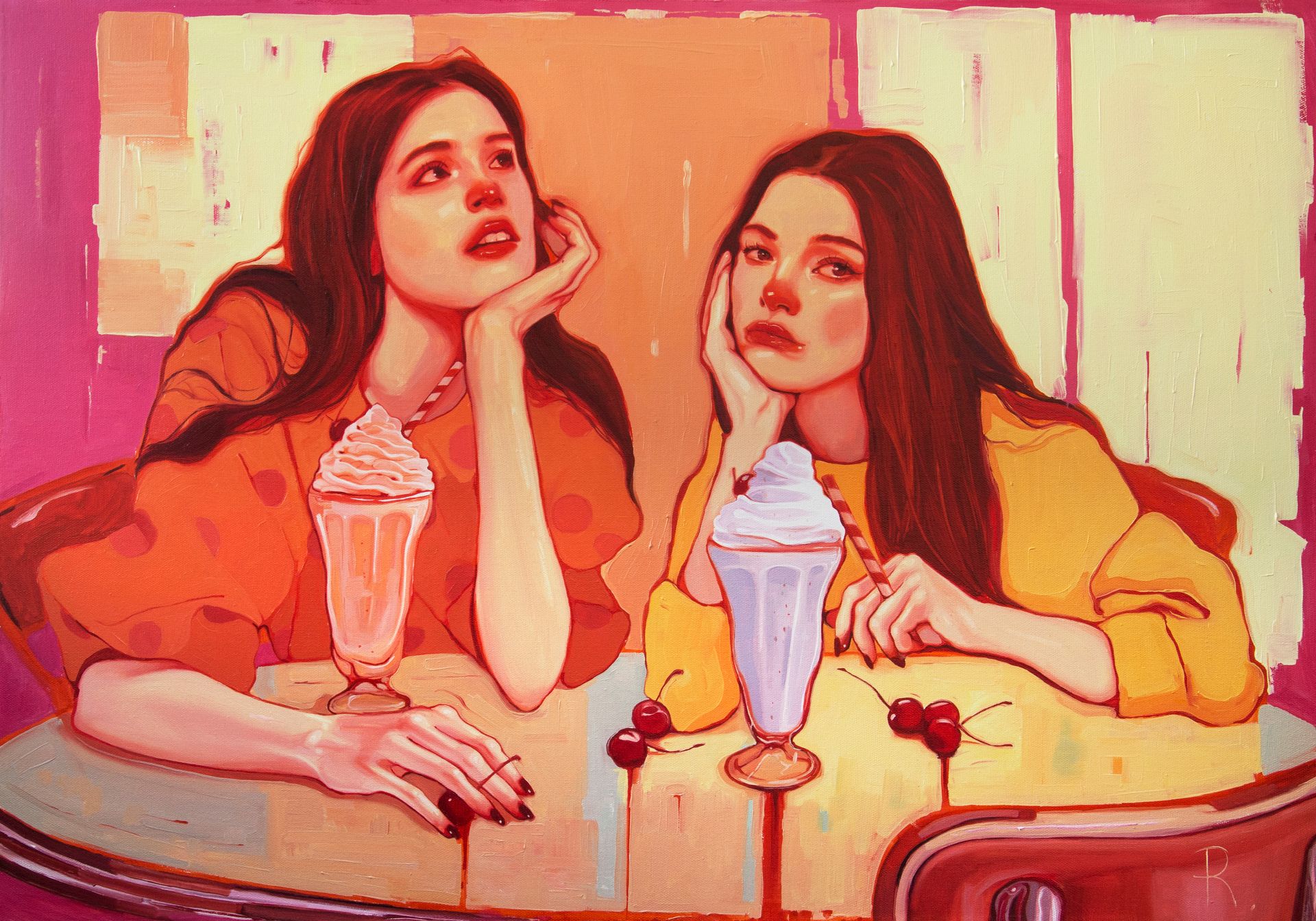 Полина Раскольникова (Картина, живопись - 
                  100 x 70 см) Перерыв на коктейль (Milkshake break)