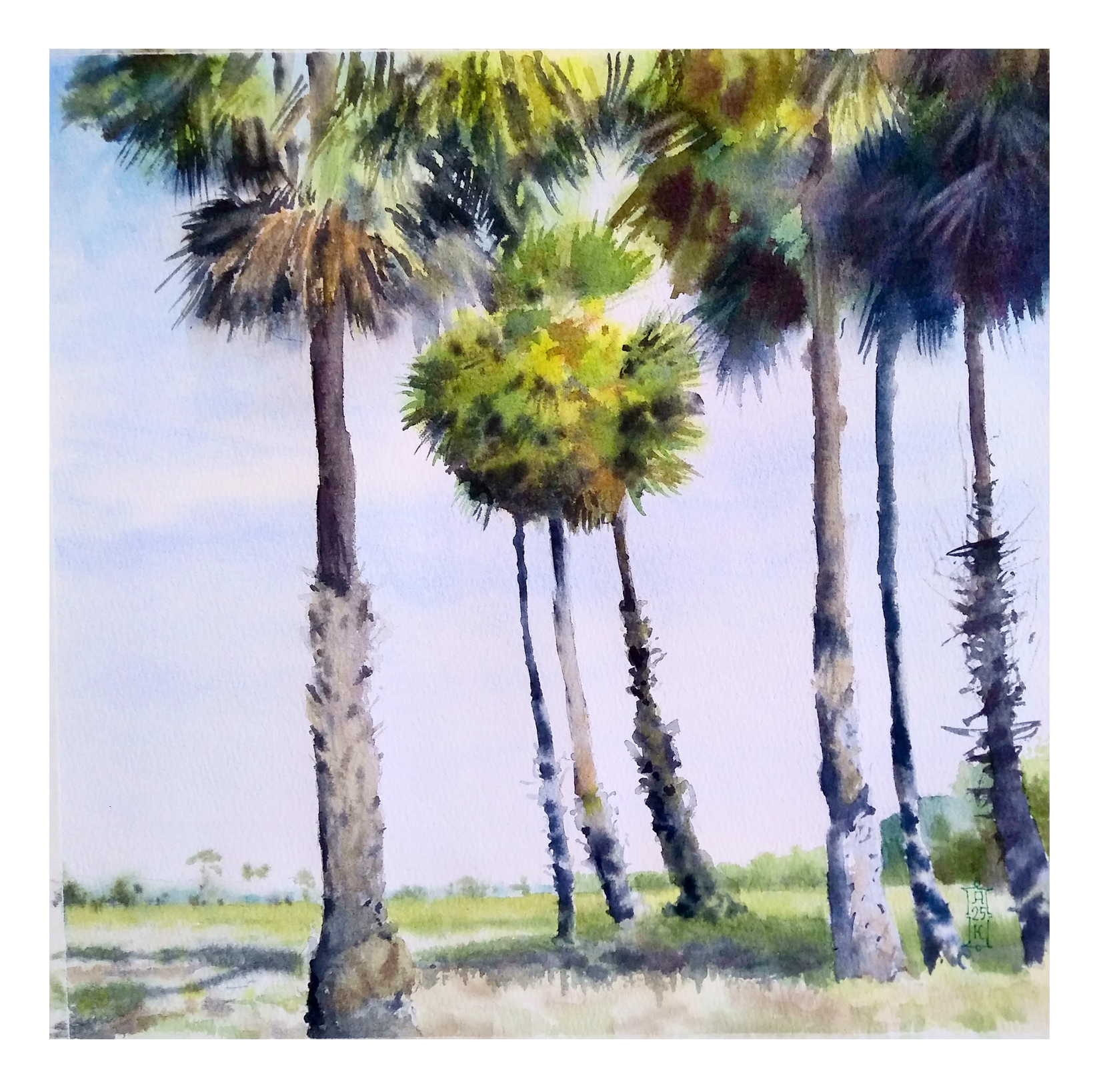 Александр Кормилицын (Авторская графика - 
                  30 x 30 см) В тени пальм