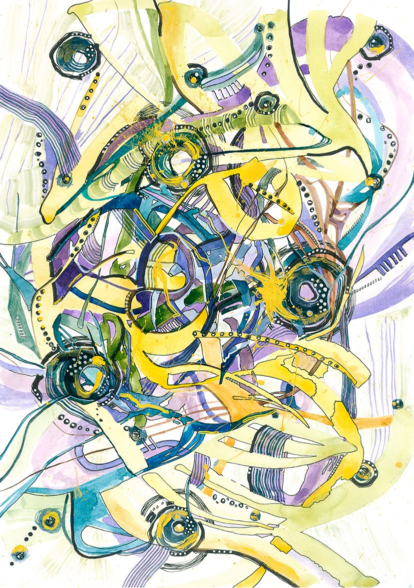 Елена Ширяева (Авторская графика - 
                  42 x 53 см) Пульс скрытых механизмов