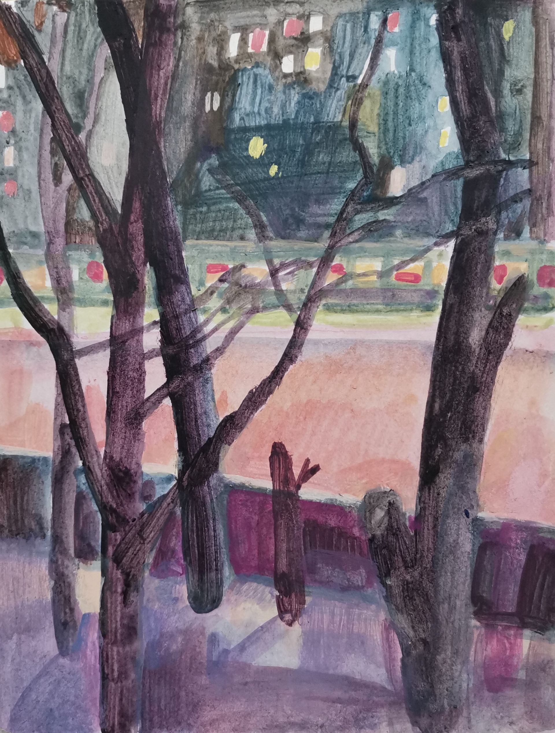 Анна Гордеева (Авторская графика - 
                  17 x 19 см) Розовый снег