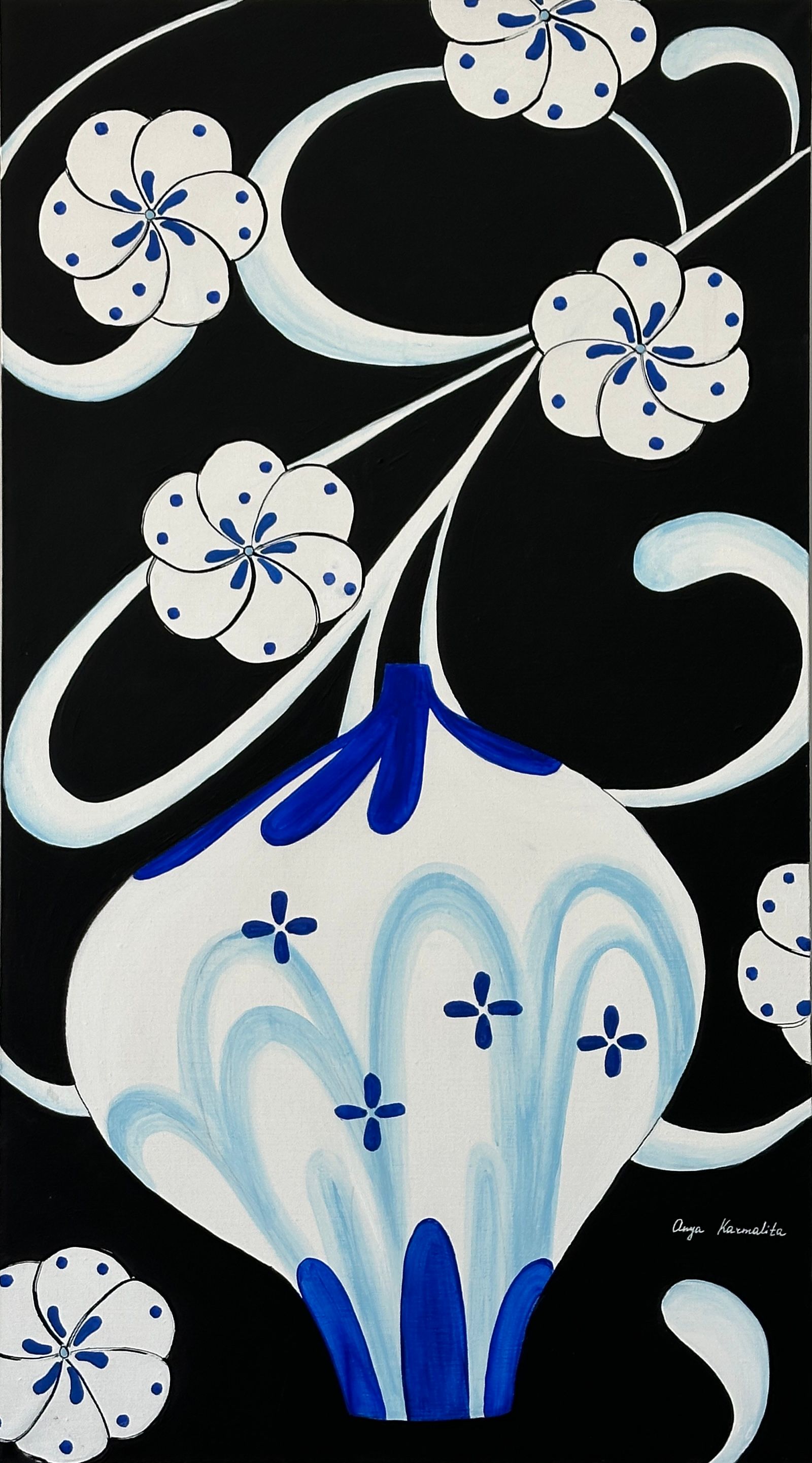 Аня Кармалита (Картина, живопись - 
                  50 x 90 см) Фарфоровая ваза