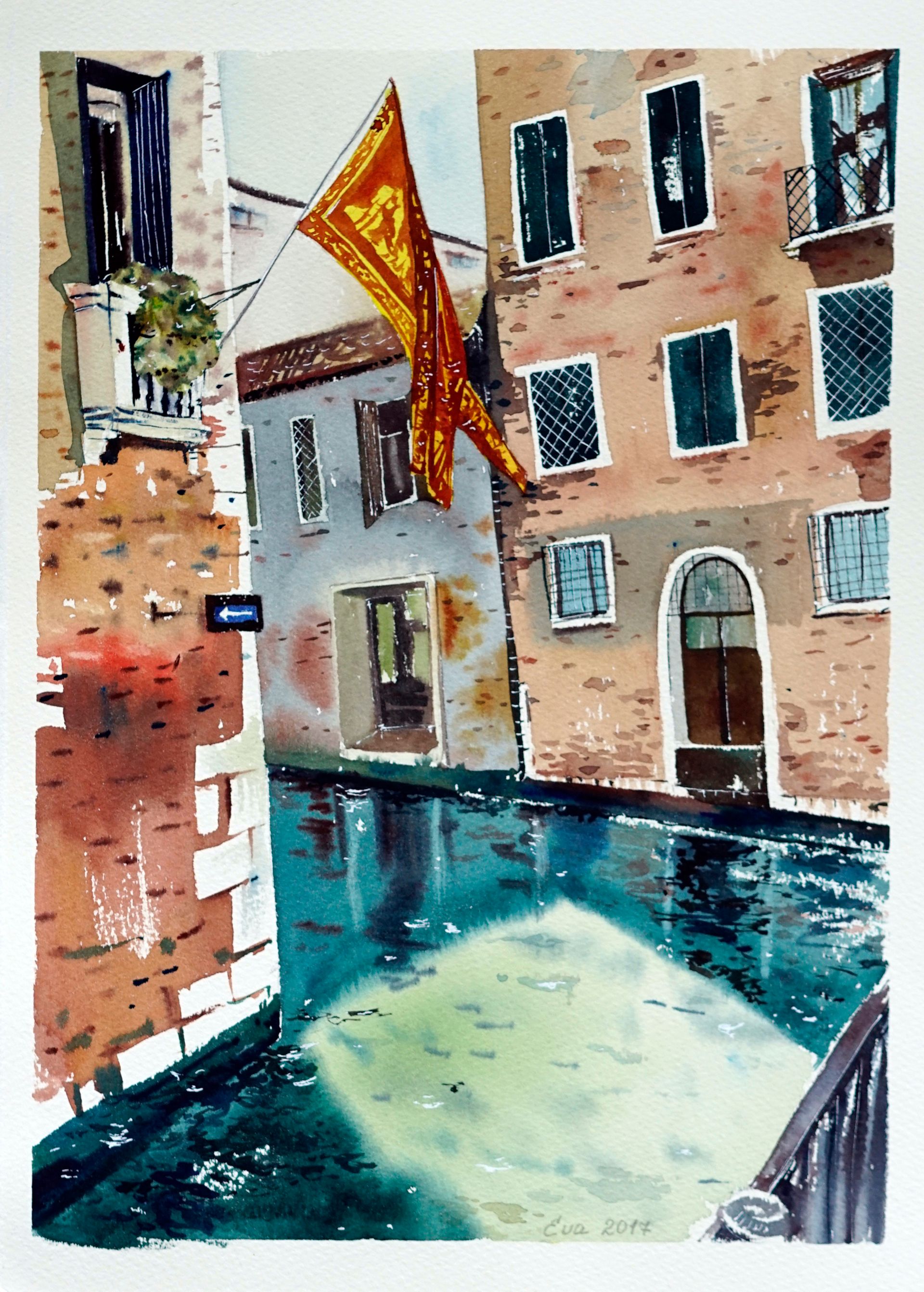 Ева Шорина (Авторская графика - 
                  25 x 34 см) Spring Day in Venice