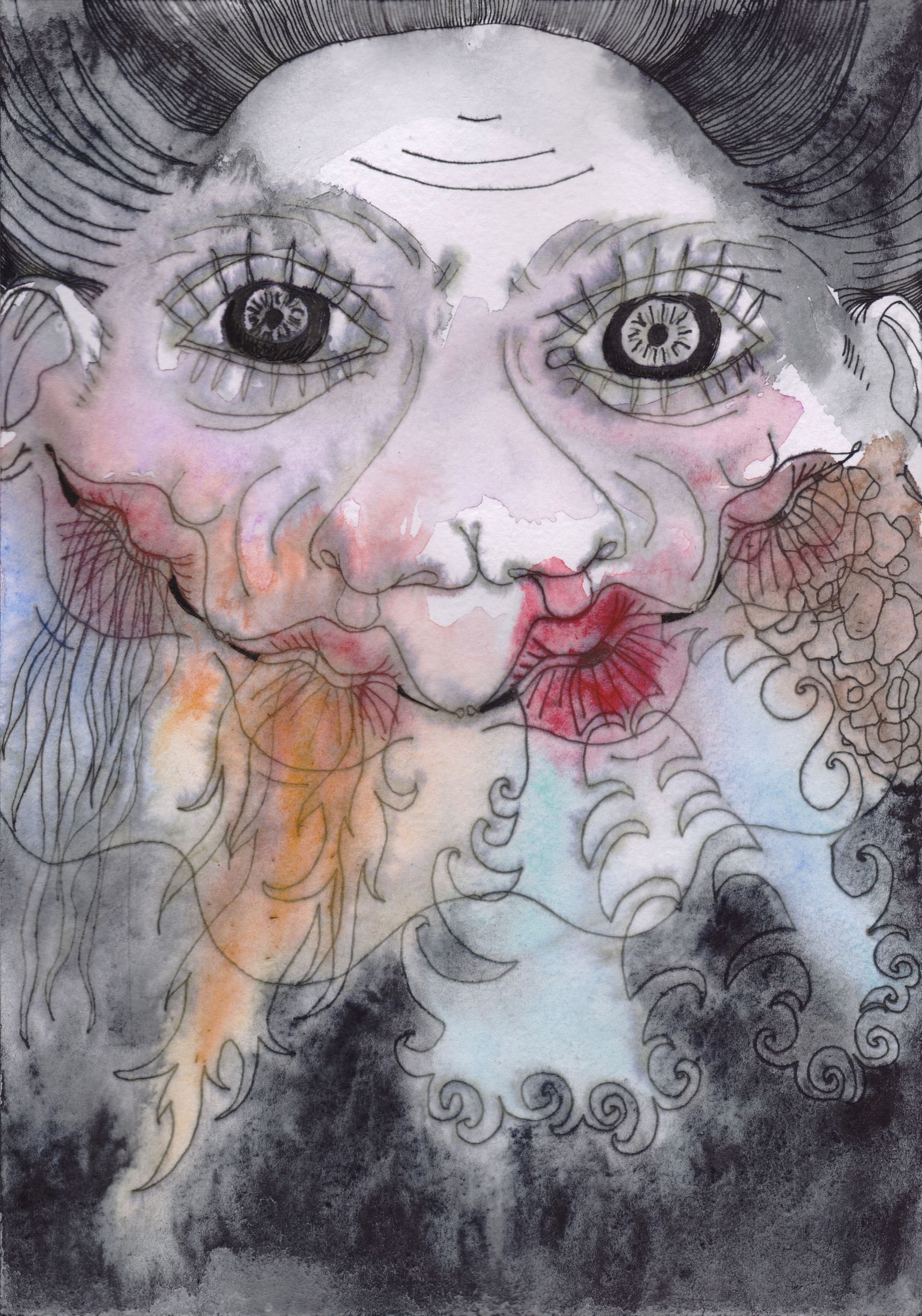 Оля Душкина (Авторская графика - 
                  21 x 29.7 см) Фрактально-элементальное лицо