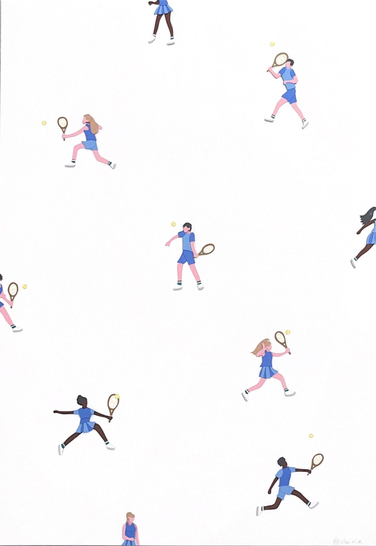 Ксения Олейник (Коллаж / ассамбляж - 
                  42 x 60 см) Теннисисты