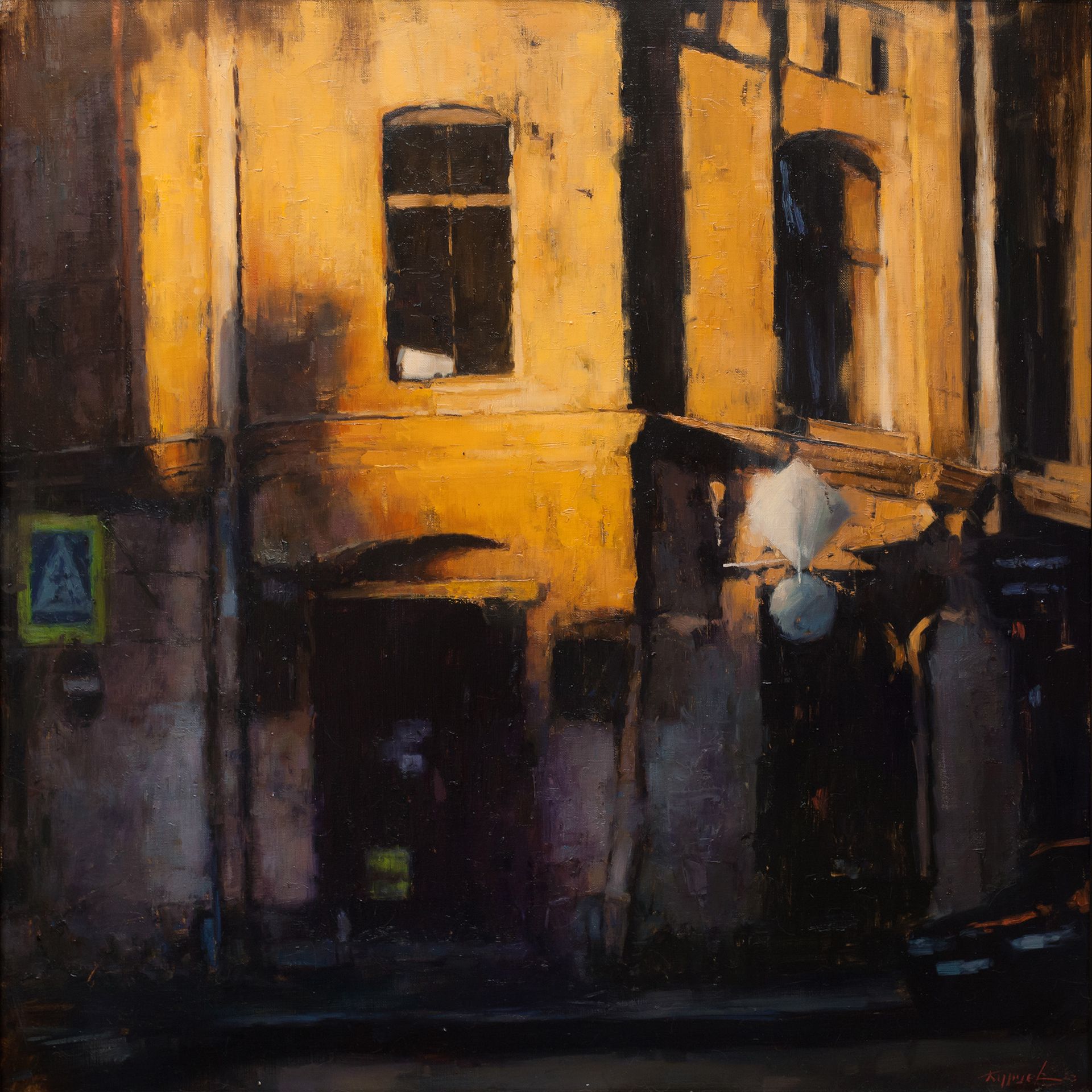 Евгений Бурцев (Картина, живопись - 
                  70 x 70 см) У чайной лавки