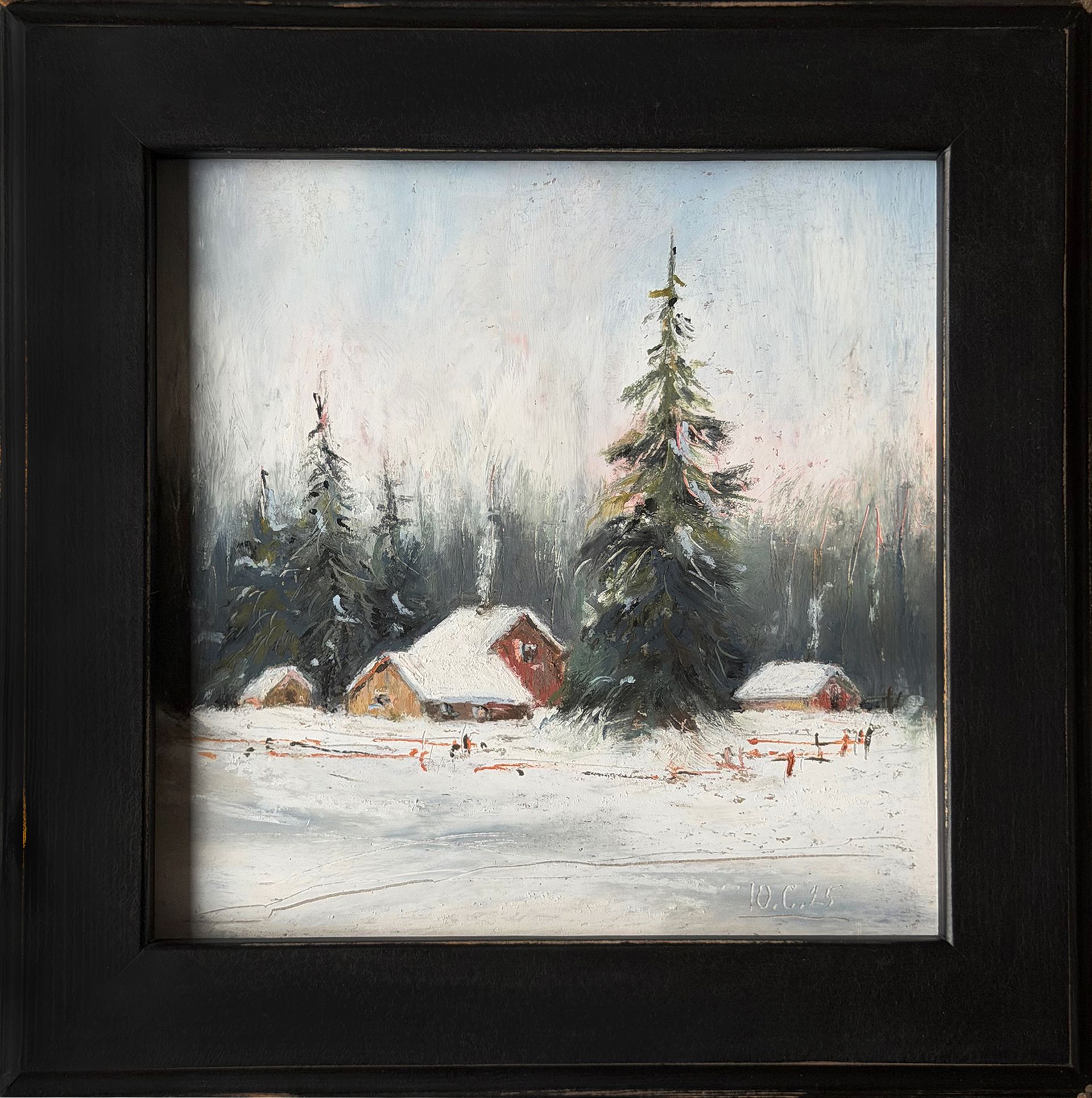 Светлана Юматова (Картина, живопись - 
                  27 x 27 см) Хорошо в деревне зимой!